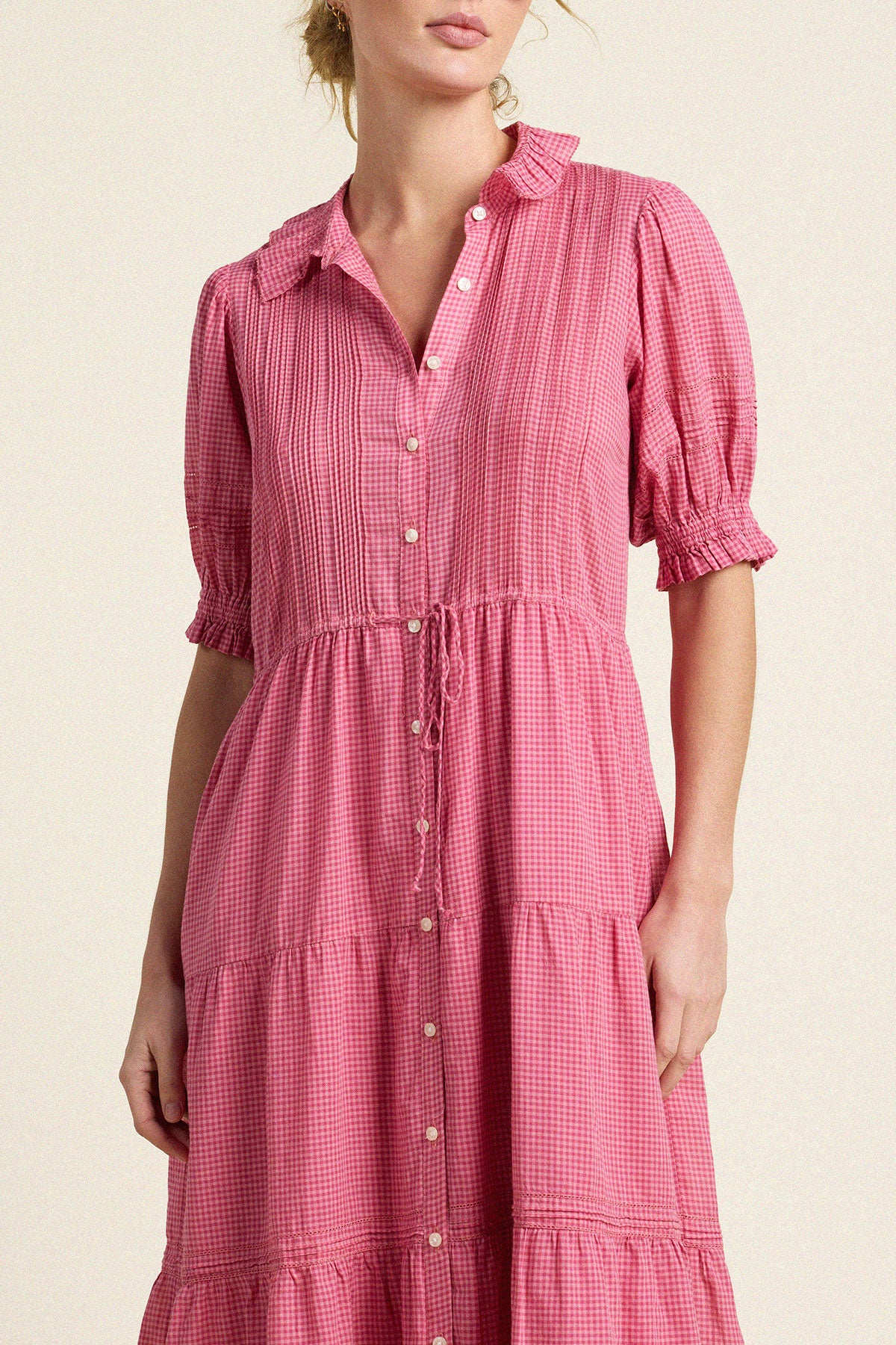 Trovata Elodie dress in Rosehip Gingham, cotton — view 2