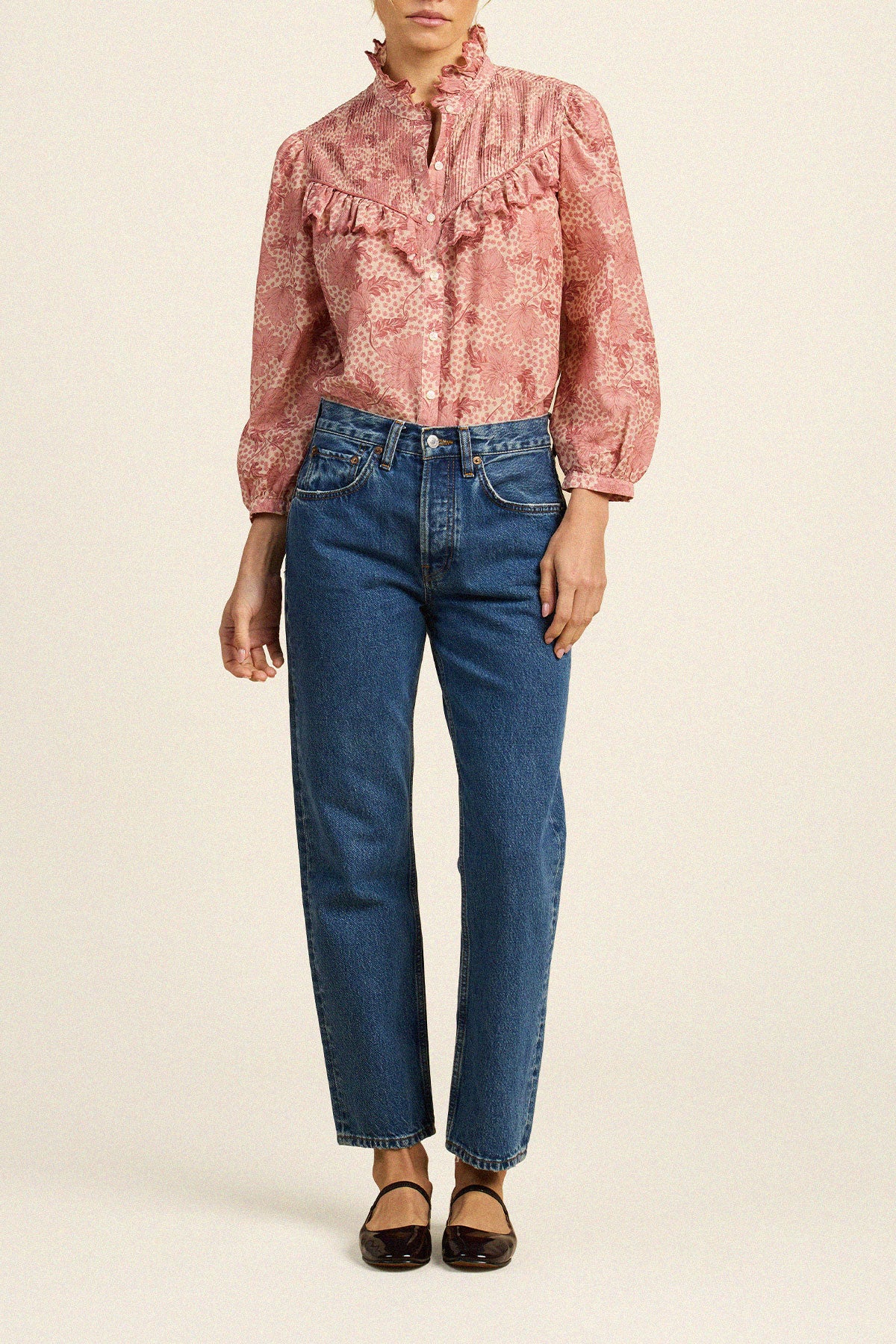 Trovata Vianne blouse in Rosewater Bloom, cotton-silk blend — view 2