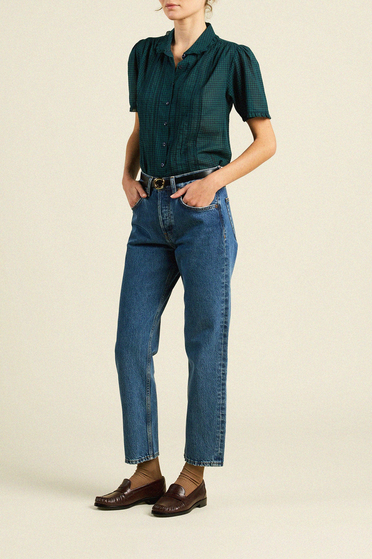 Millie Blouse Sea Pine Check