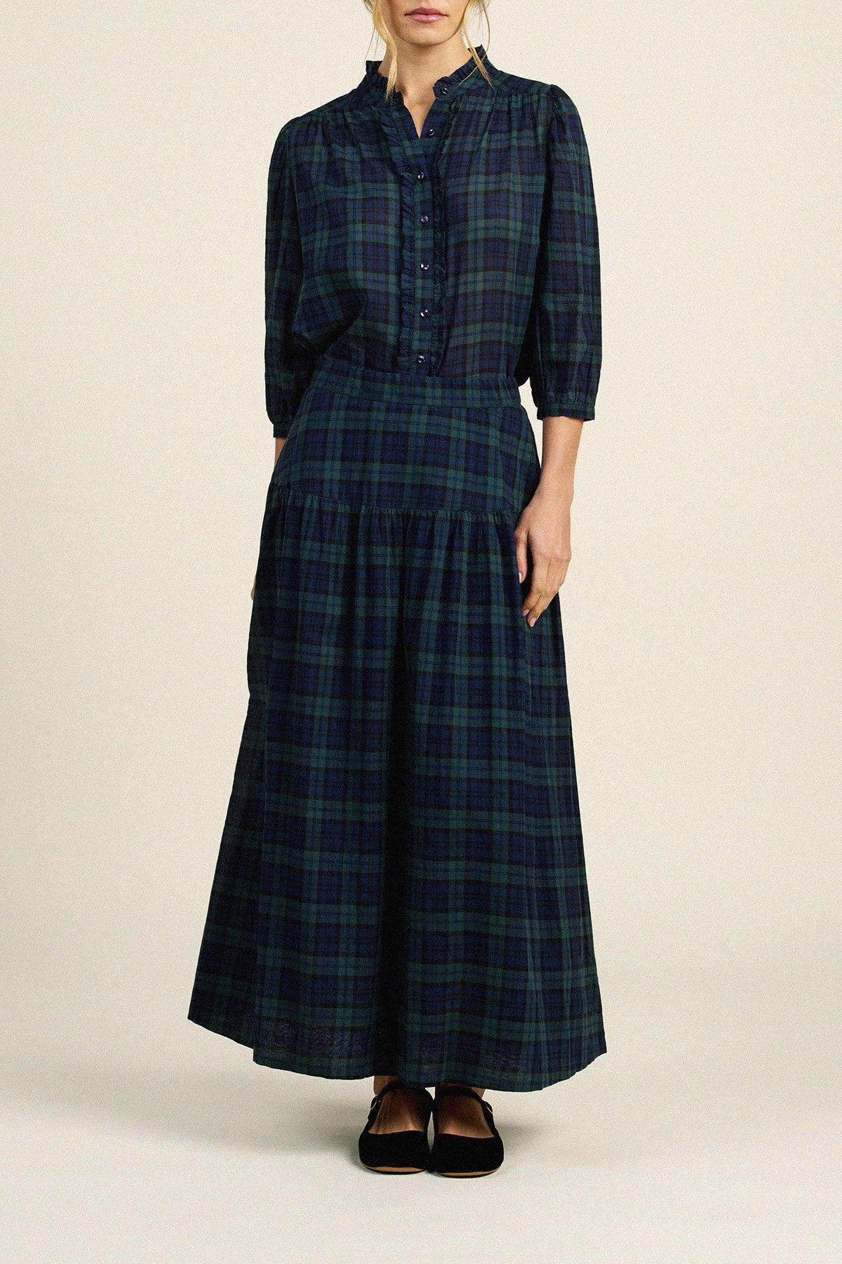 Trovata Lydia skirt in Spruce Plaid, cotton — view 2