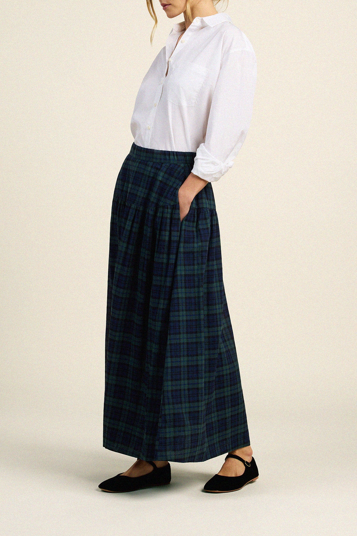 Trovata Lydia skirt in Spruce Plaid, cotton — view 3