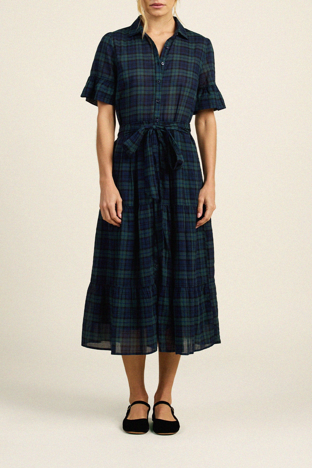 Trovata Martiana dress in Spruce Plaid, cotton — view 4