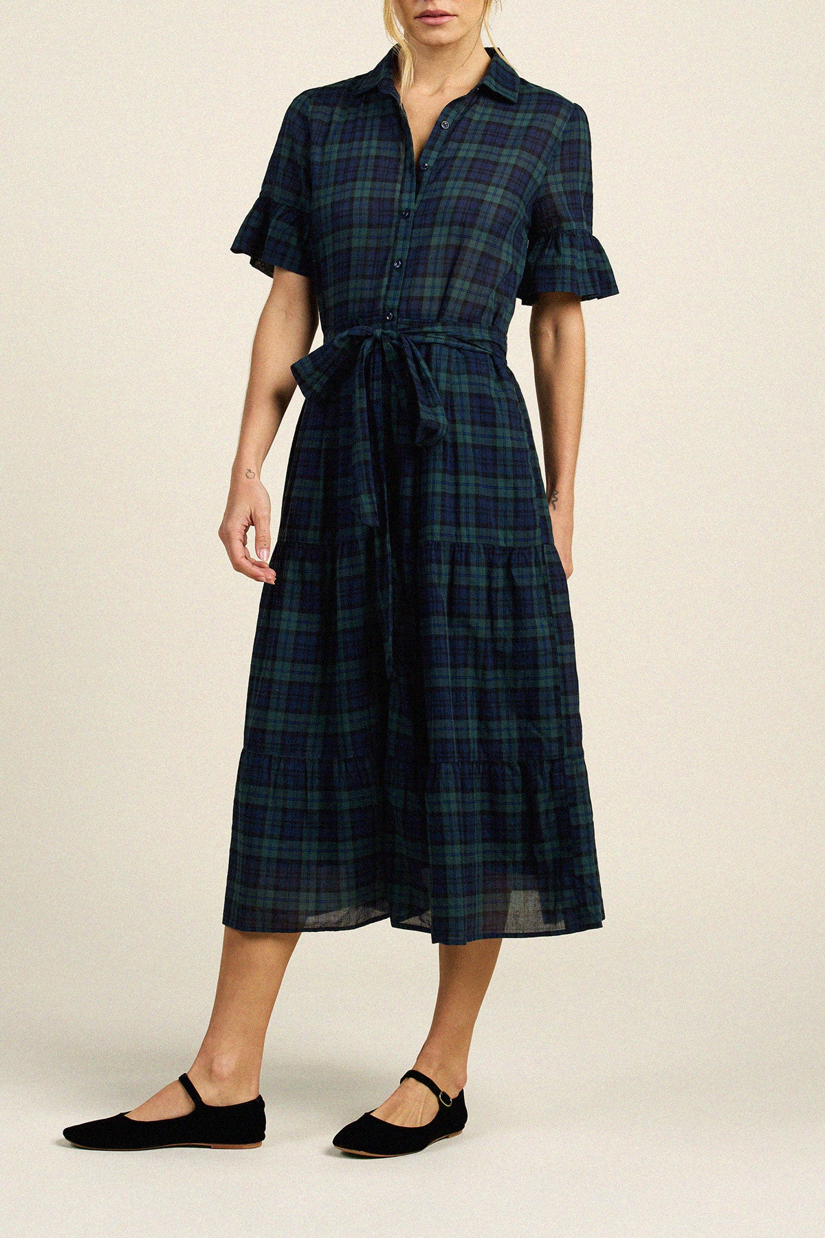 Trovata Martiana dress in Spruce Plaid, cotton — view 5