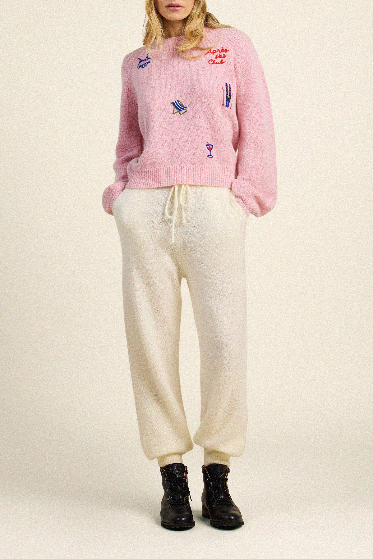 Trovata Ryann sweater in Pink, merino-cashmere blend — view 4