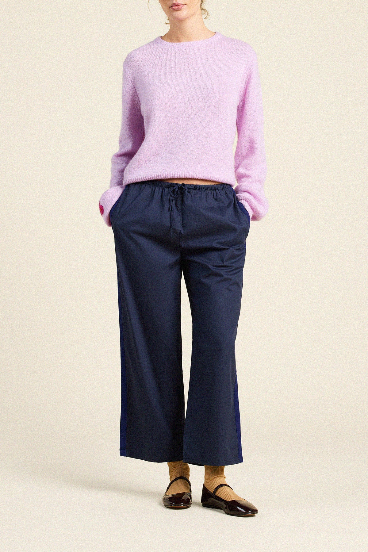 Trovata Ryann sweater in Lavender, merino-cashmere blend — view 3