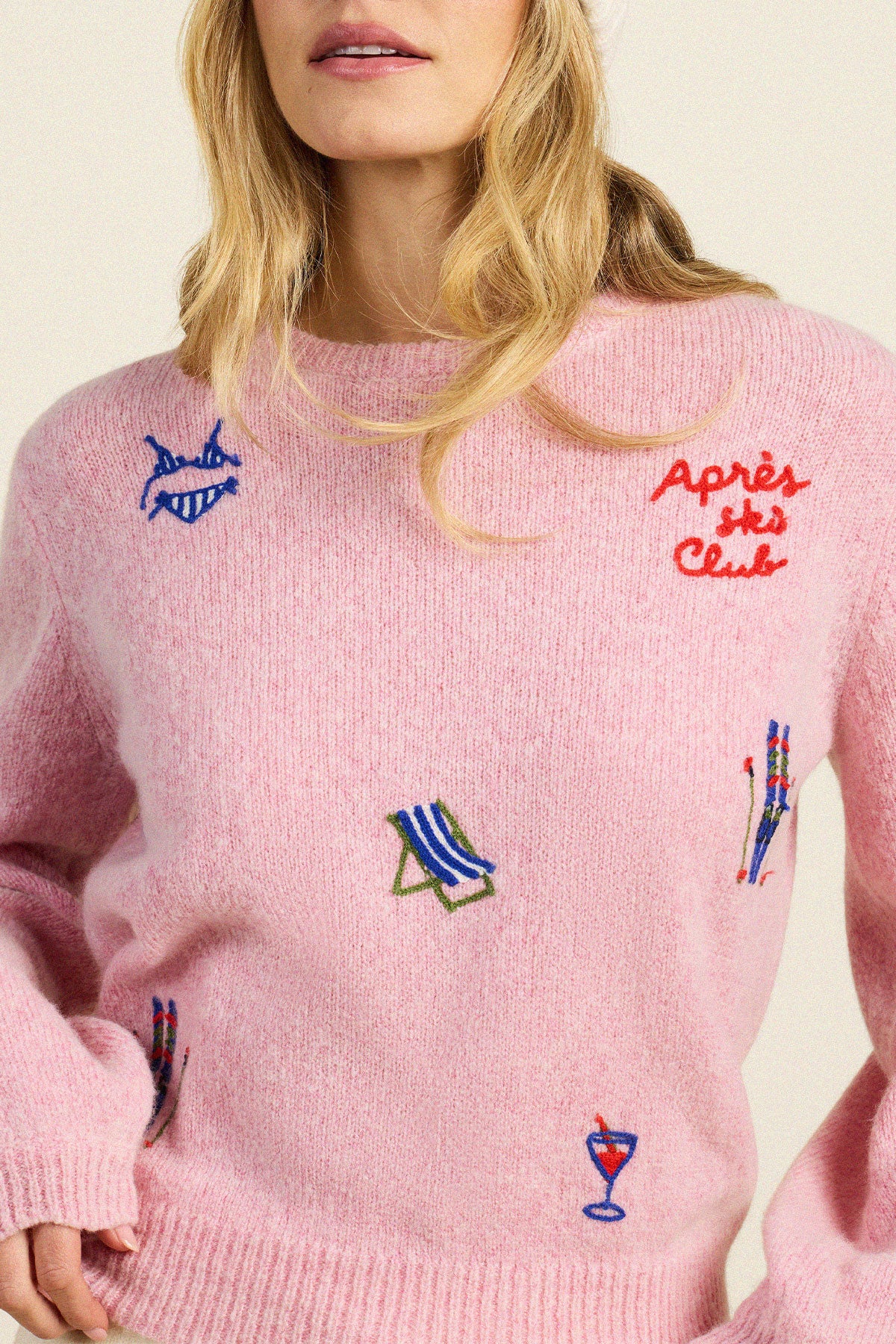 Trovata Ryann sweater in Pink, merino-cashmere blend — view 3
