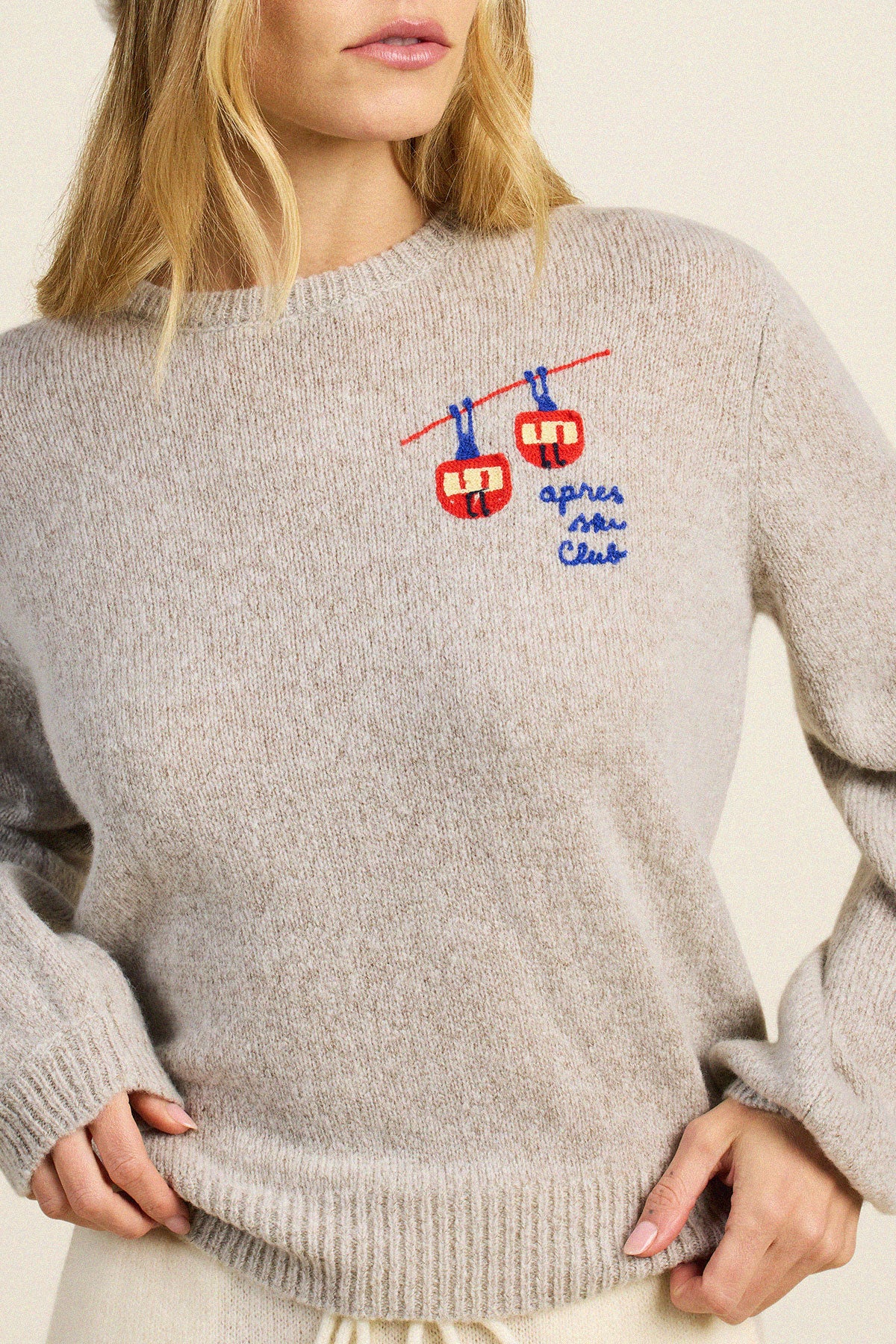 Trovata Ryann sweater in Grey, merino-cashmere blend — view 2