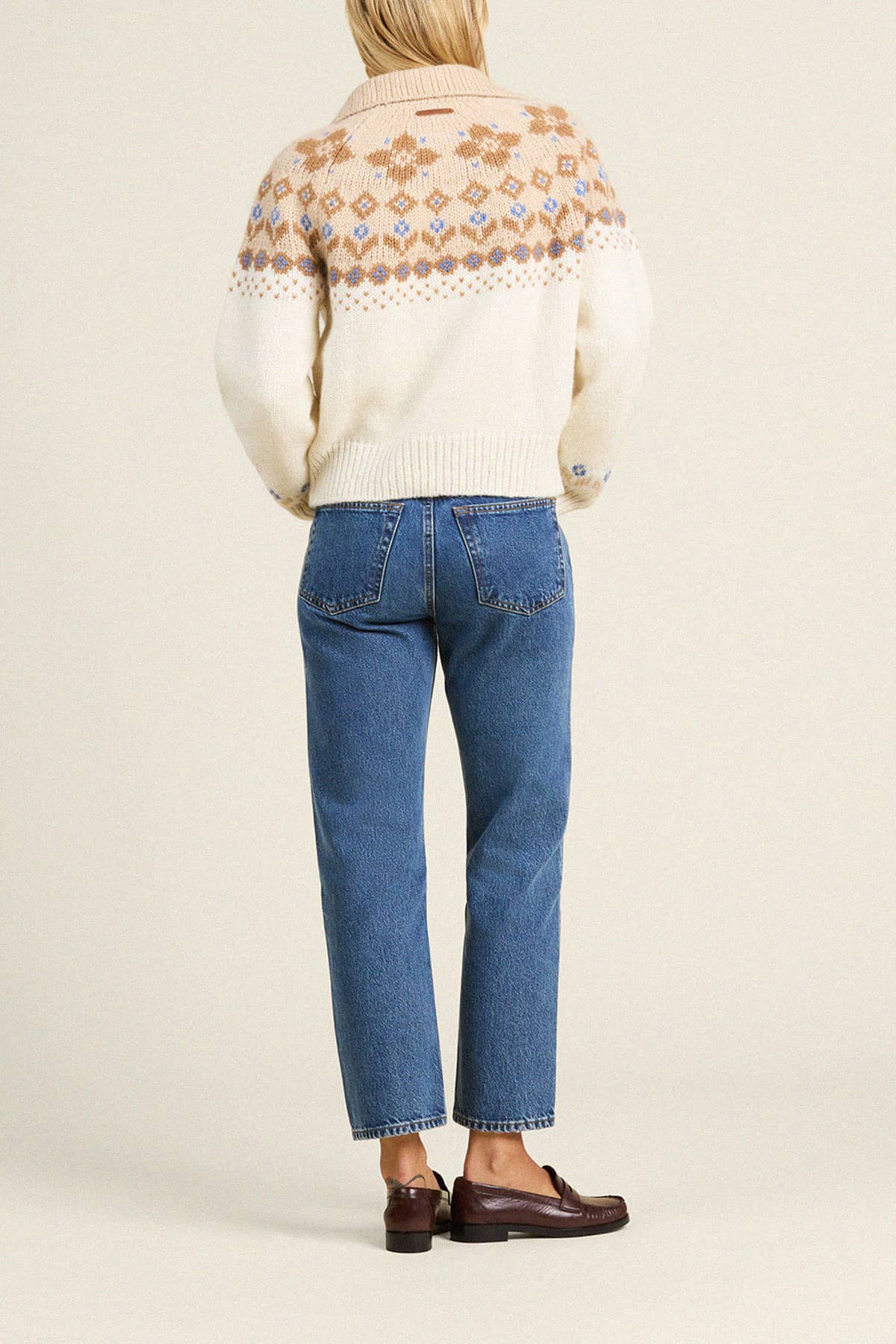 Juneau Sweater Antique White Fairisle