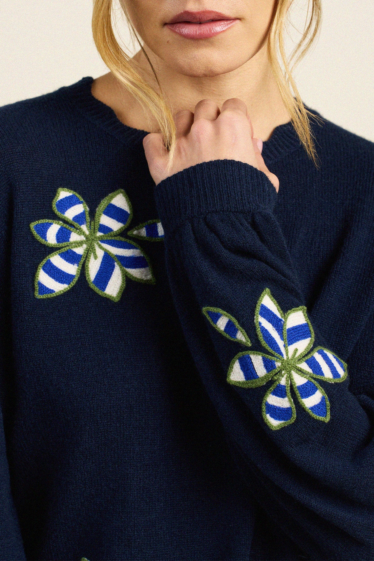 Trovata Kate sweater in Navy Mod, cashmere — view 2