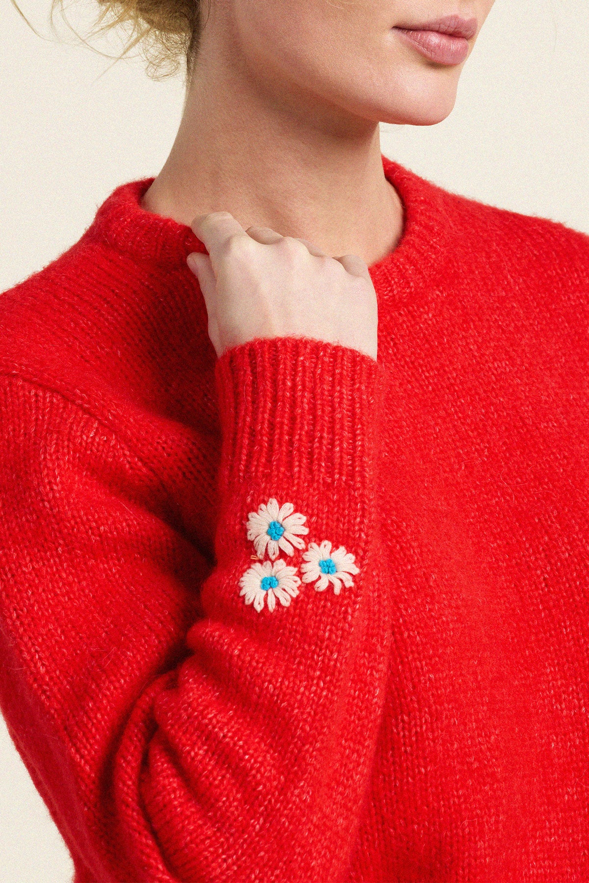 Trovata Cleo sweater in Red, alpaca-wool blend — view 3