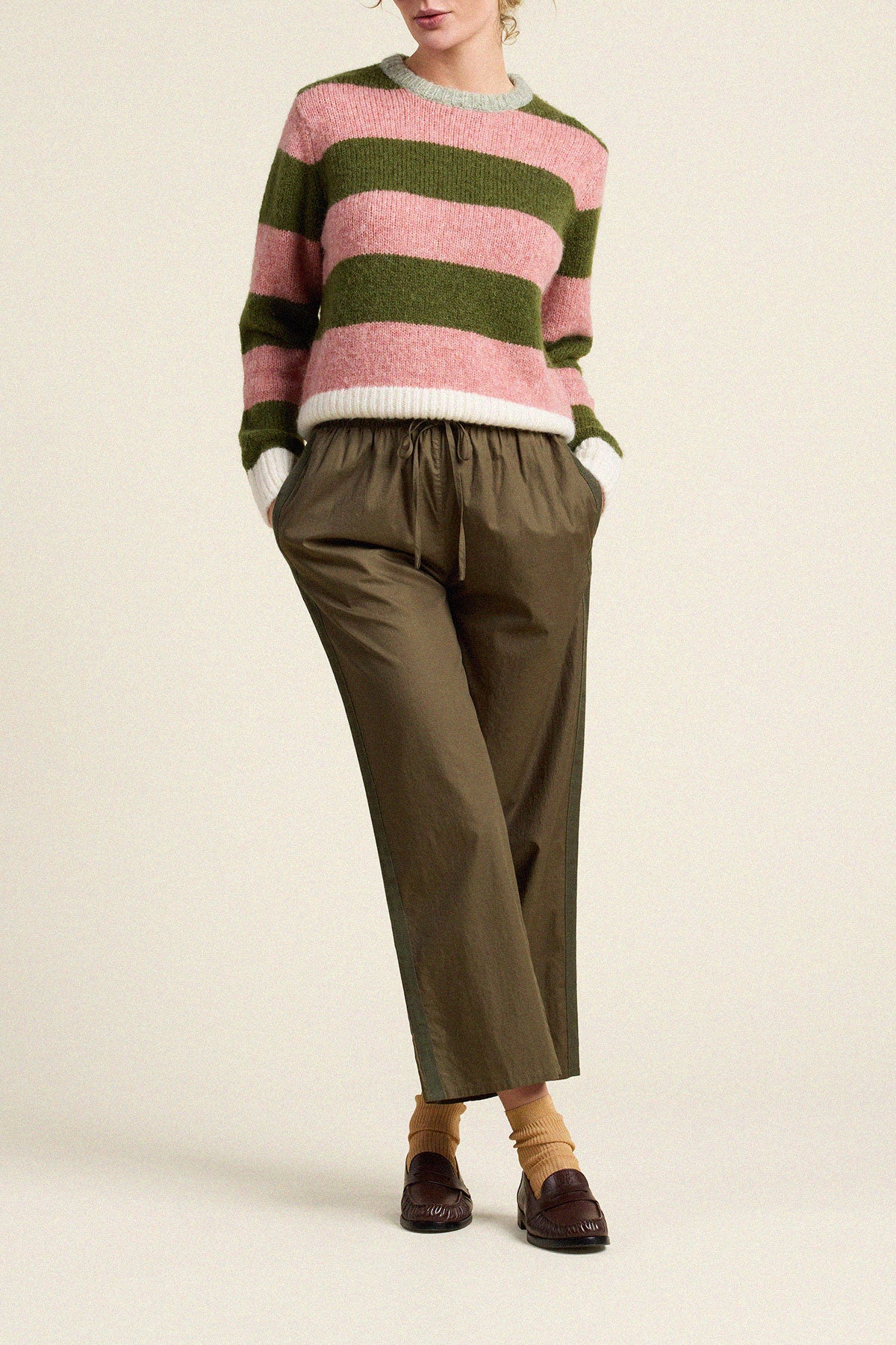 Trovata Cleo sweater in Pink Stripe, alpaca-wool blend — view 4