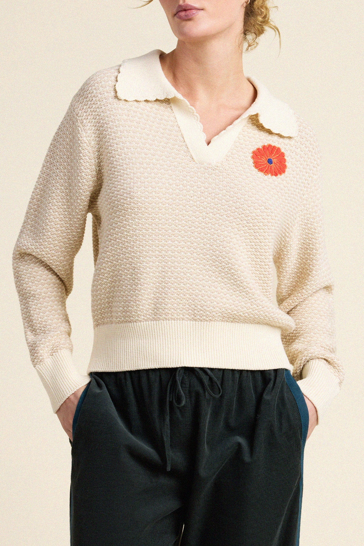 Trovata Parker polo in Antique White, cotton — view 3