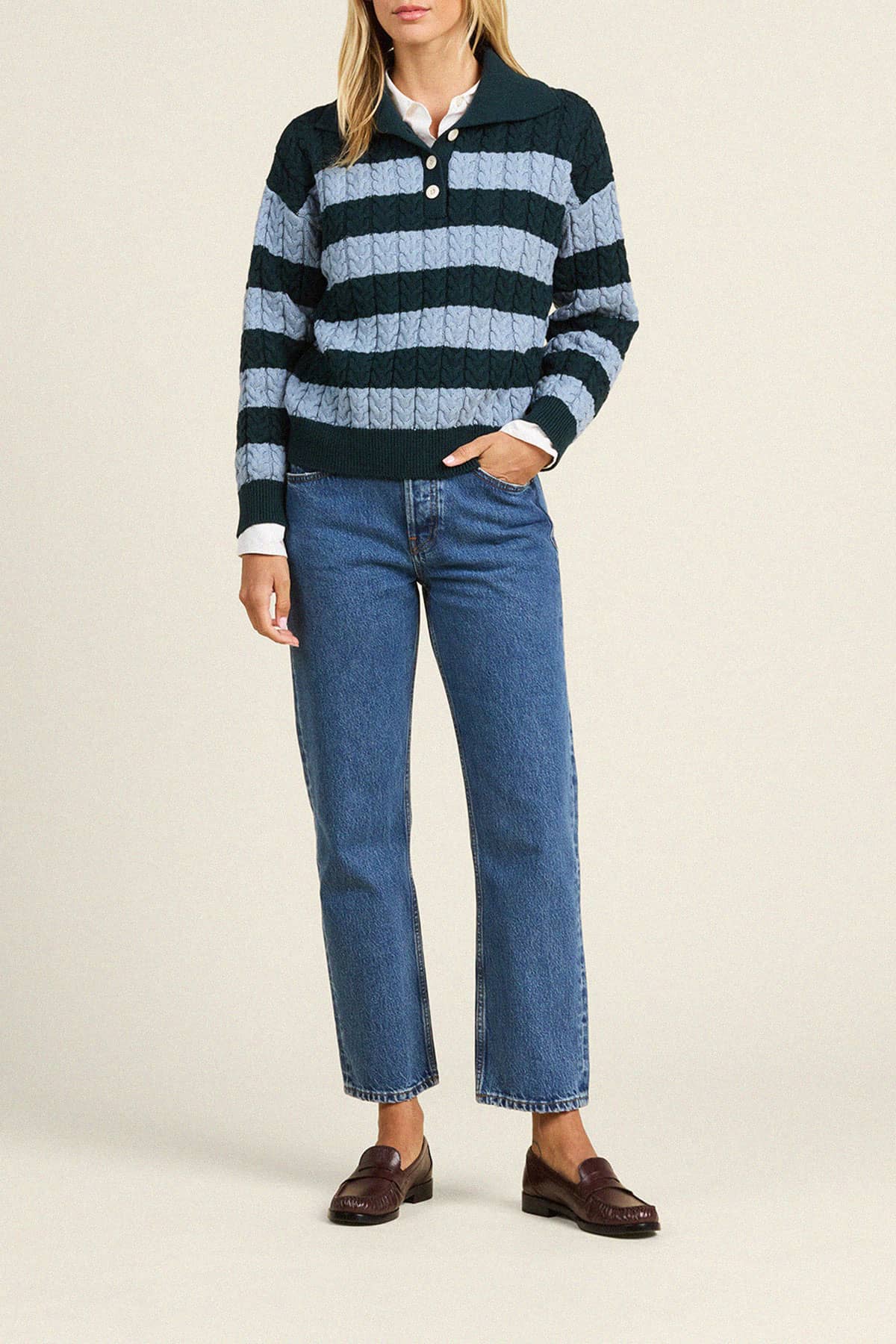 Shelby Sweater Green Stripe
