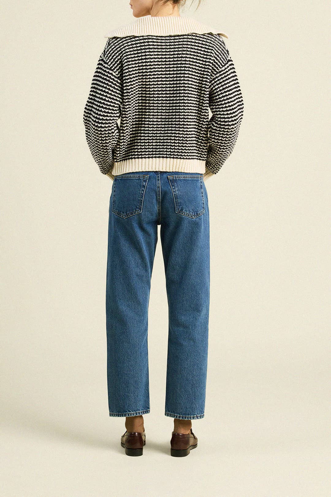 Savannah Cardigan Antique White & Black Stripe