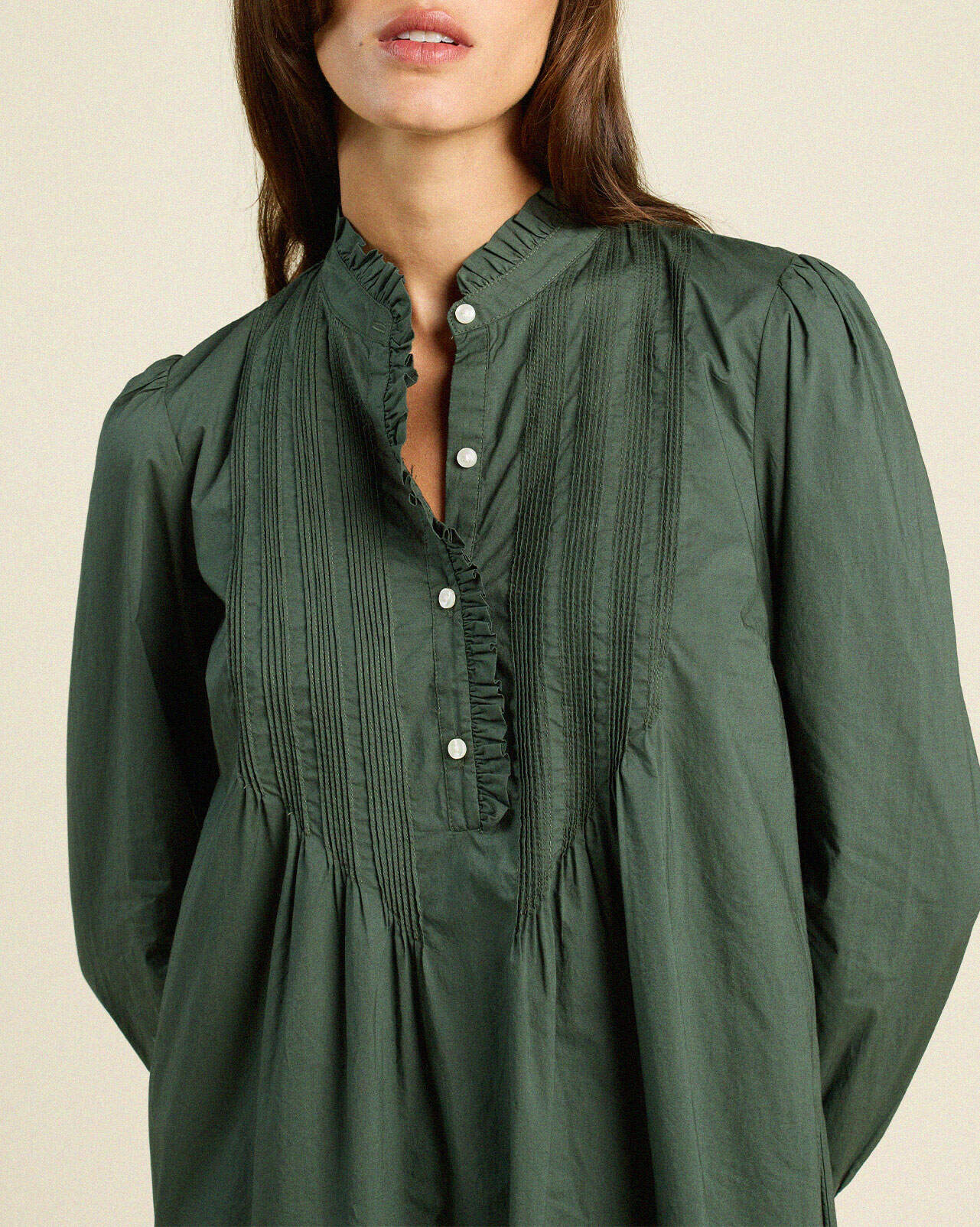 Eve Shift Dress Thyme Poplin