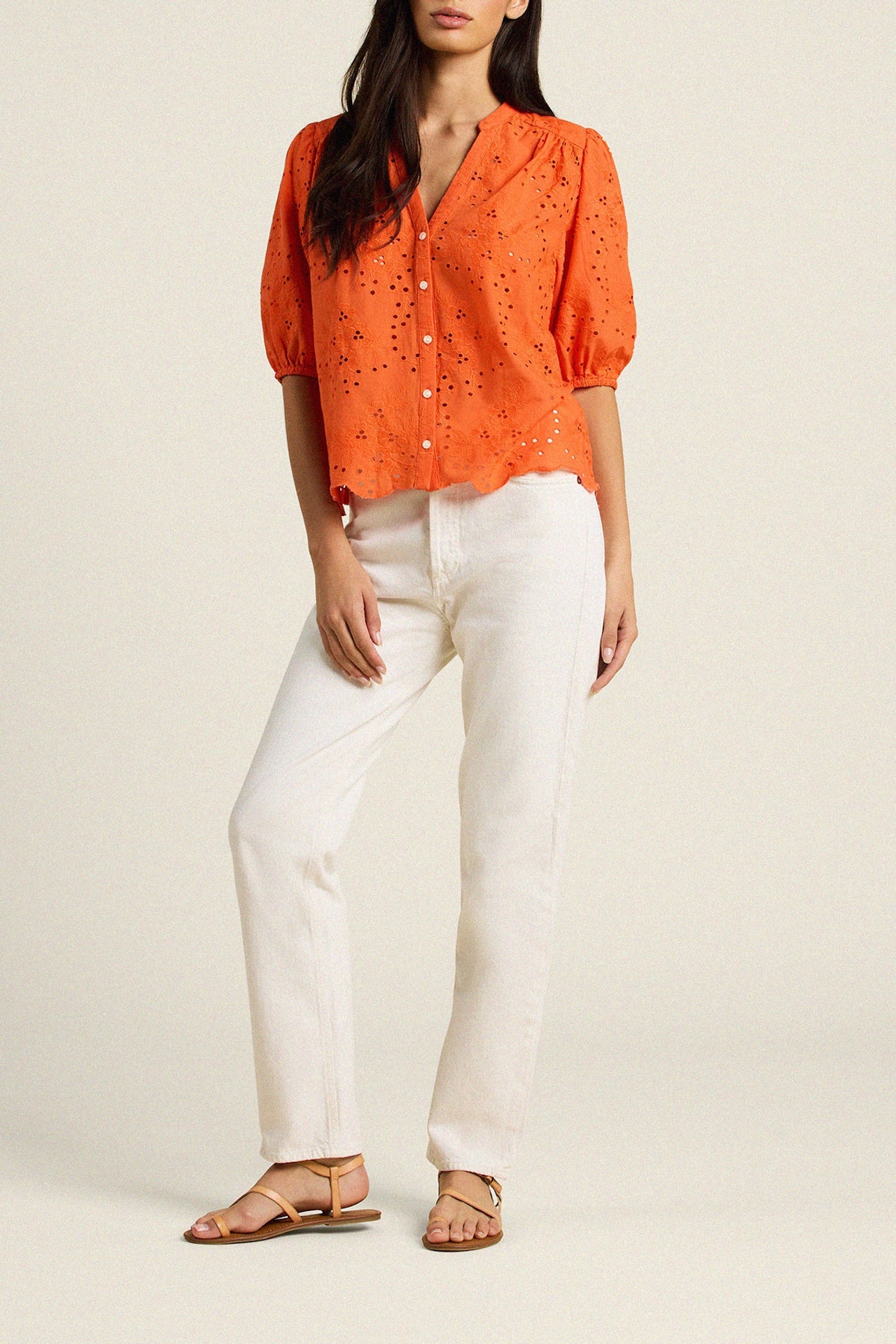 Loren Blouse Vermillion Eyelet