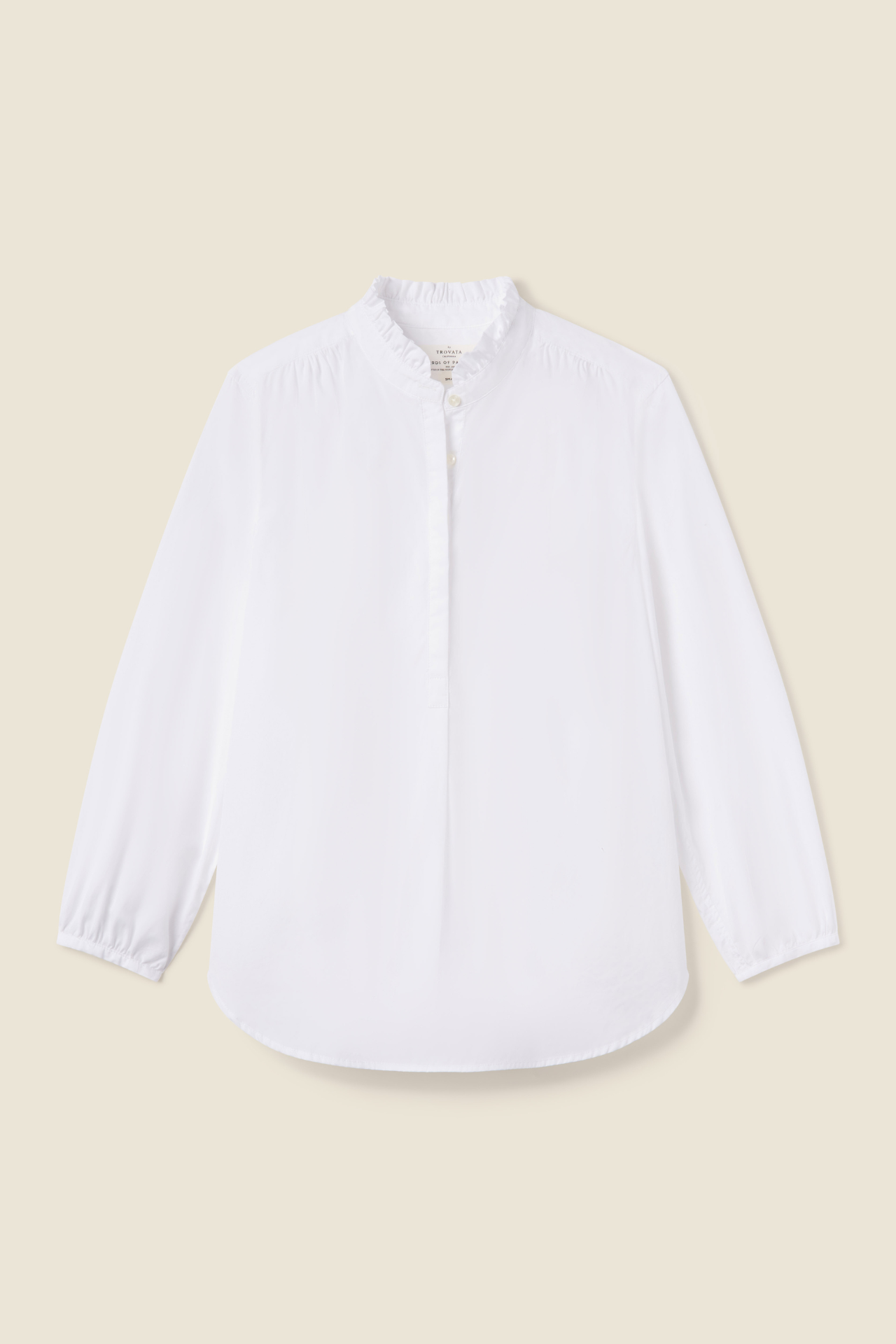 Sara B Henley Shirt White Poplin