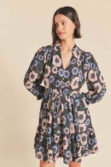 Yulia Dress Navy Poppies
