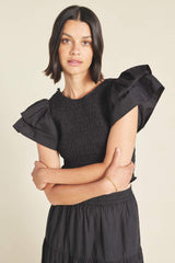 Cerise Top Black Poplin