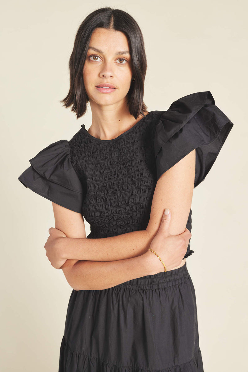 Cerise Top Black Poplin