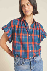 Marianne "B" Ruffle Sleeve Shirt Merrywood Plaid