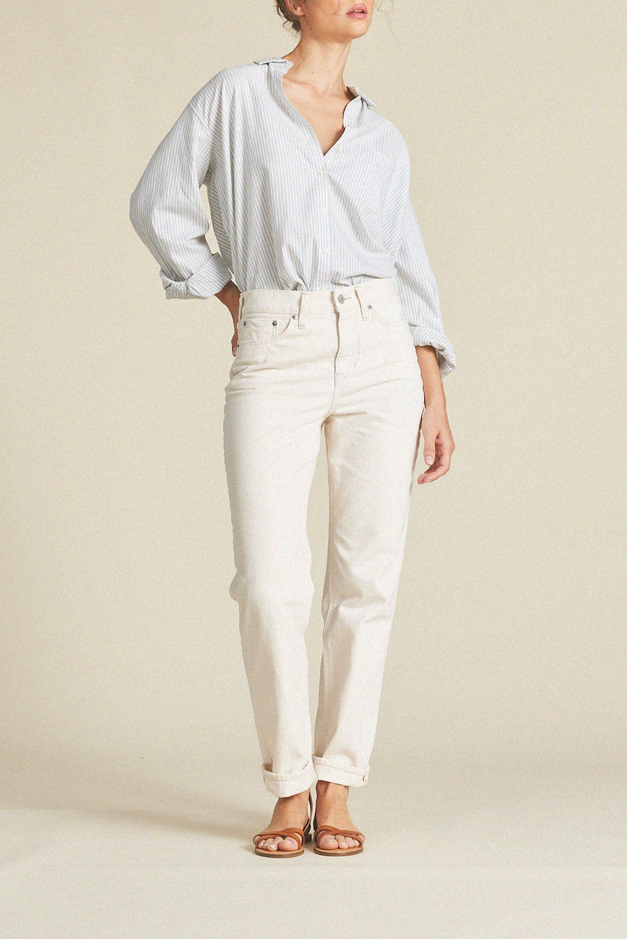 Blake Oversized Shirt Light Blue Oxford Stripe