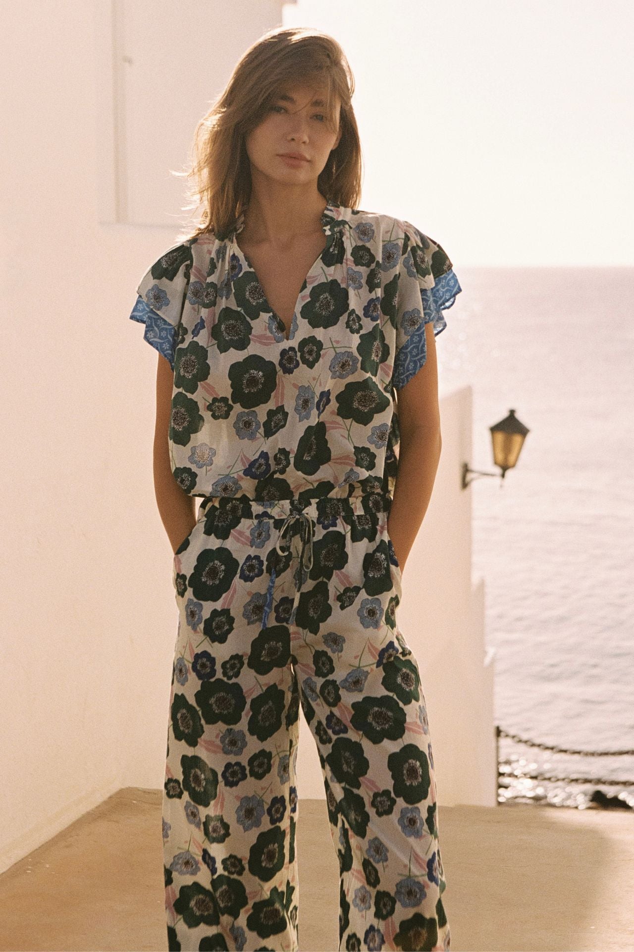 Clover Blouse in Green House Bloom Border | Trovata
