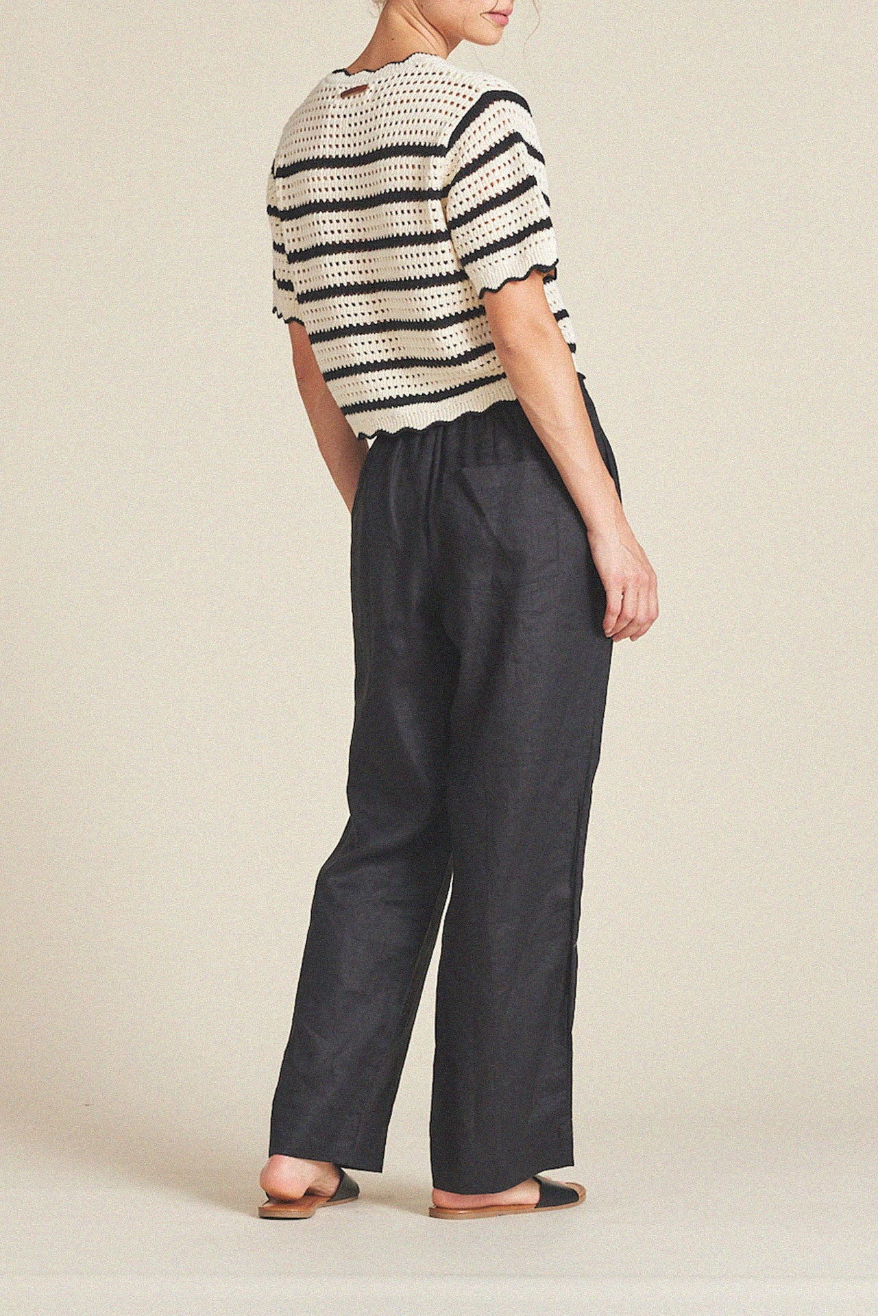 Jules Sweater T-Shirt Antique White/Black Stripe