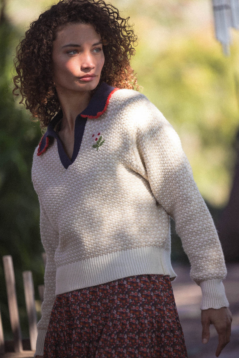 Parker Polo Sweater Antique White