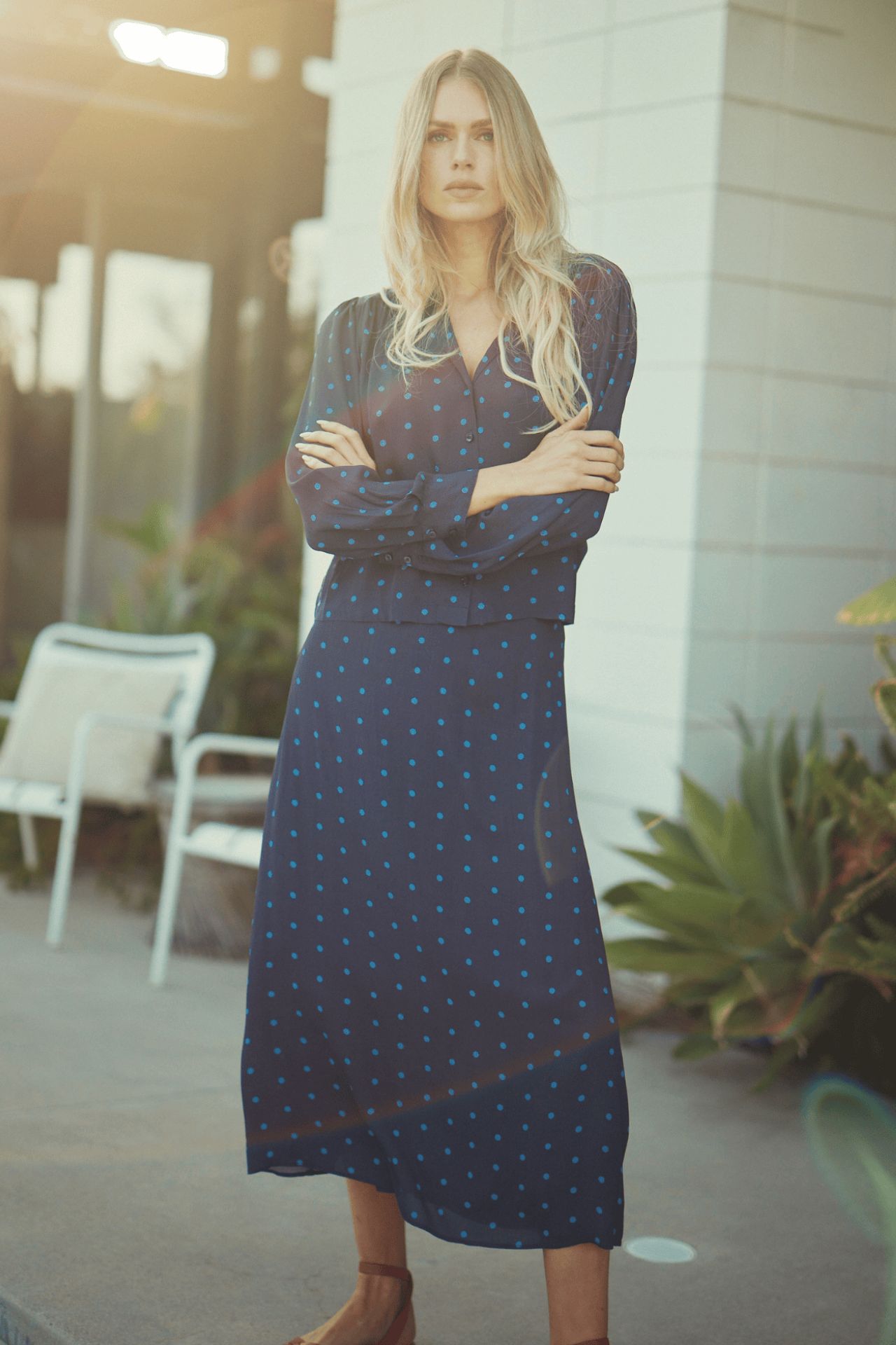 Demi Skirt Azure Polka Dot