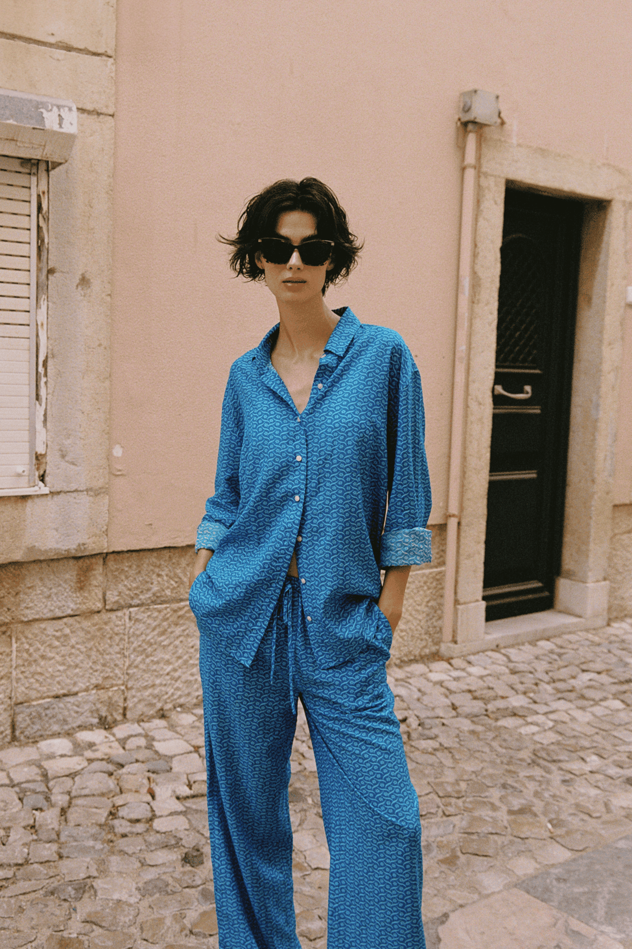 Emilia Oversized Shirt Cerulean Floral