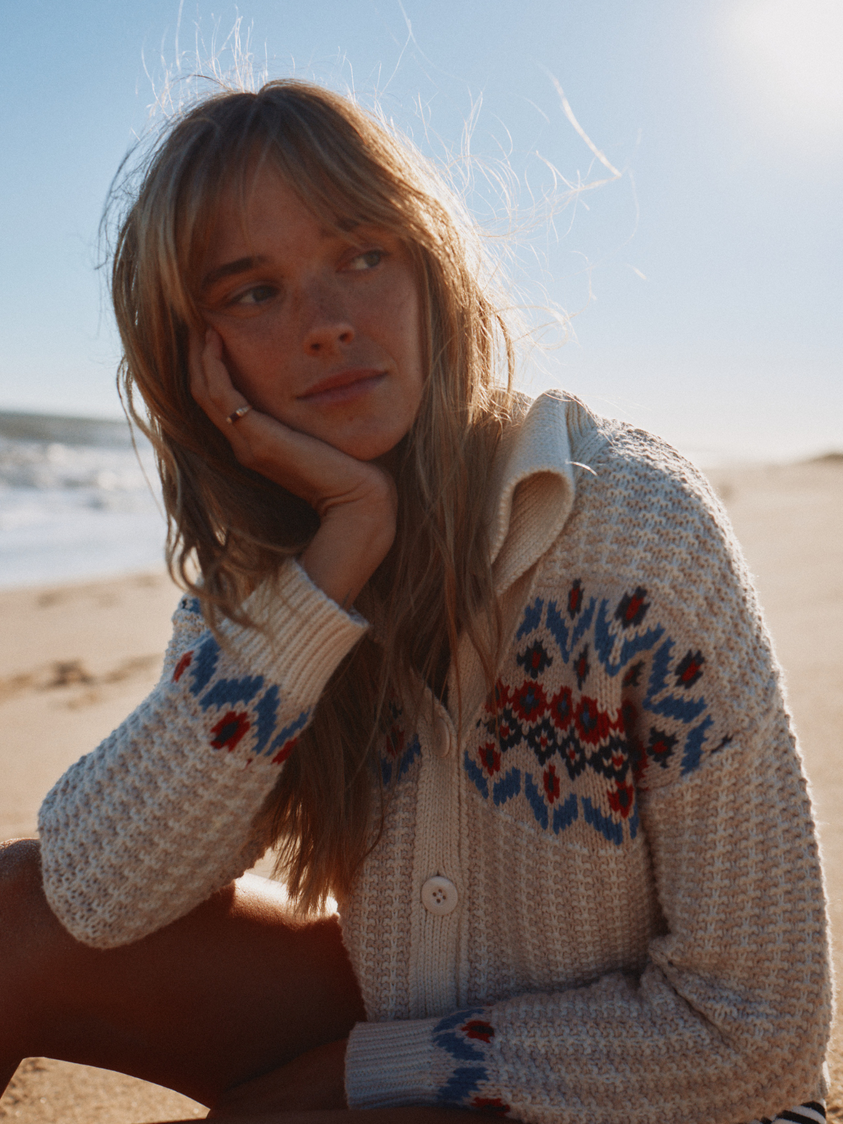 Savannah Cardigan Antique White Fairisle
