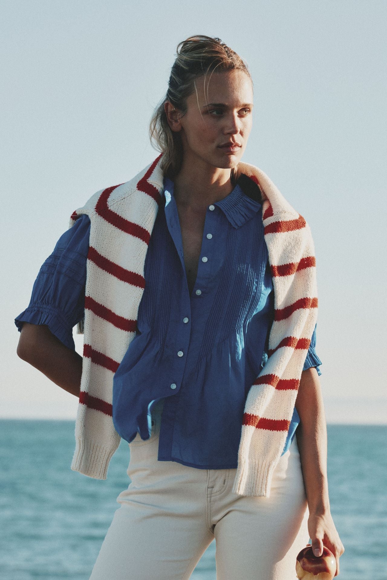 Cleo Sweater in Antique White Red Stripes | Trovata