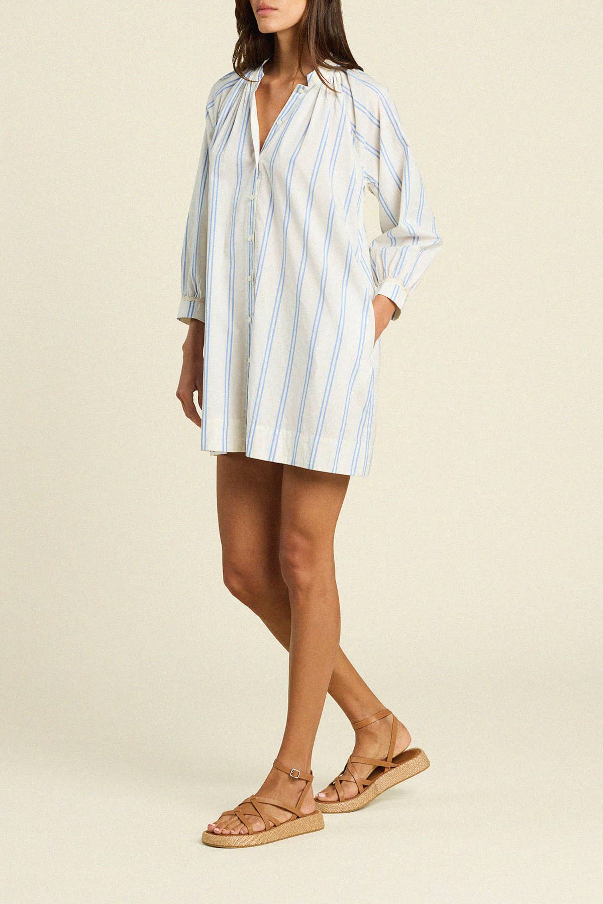 Angeline Dress Cerulean Stripe
