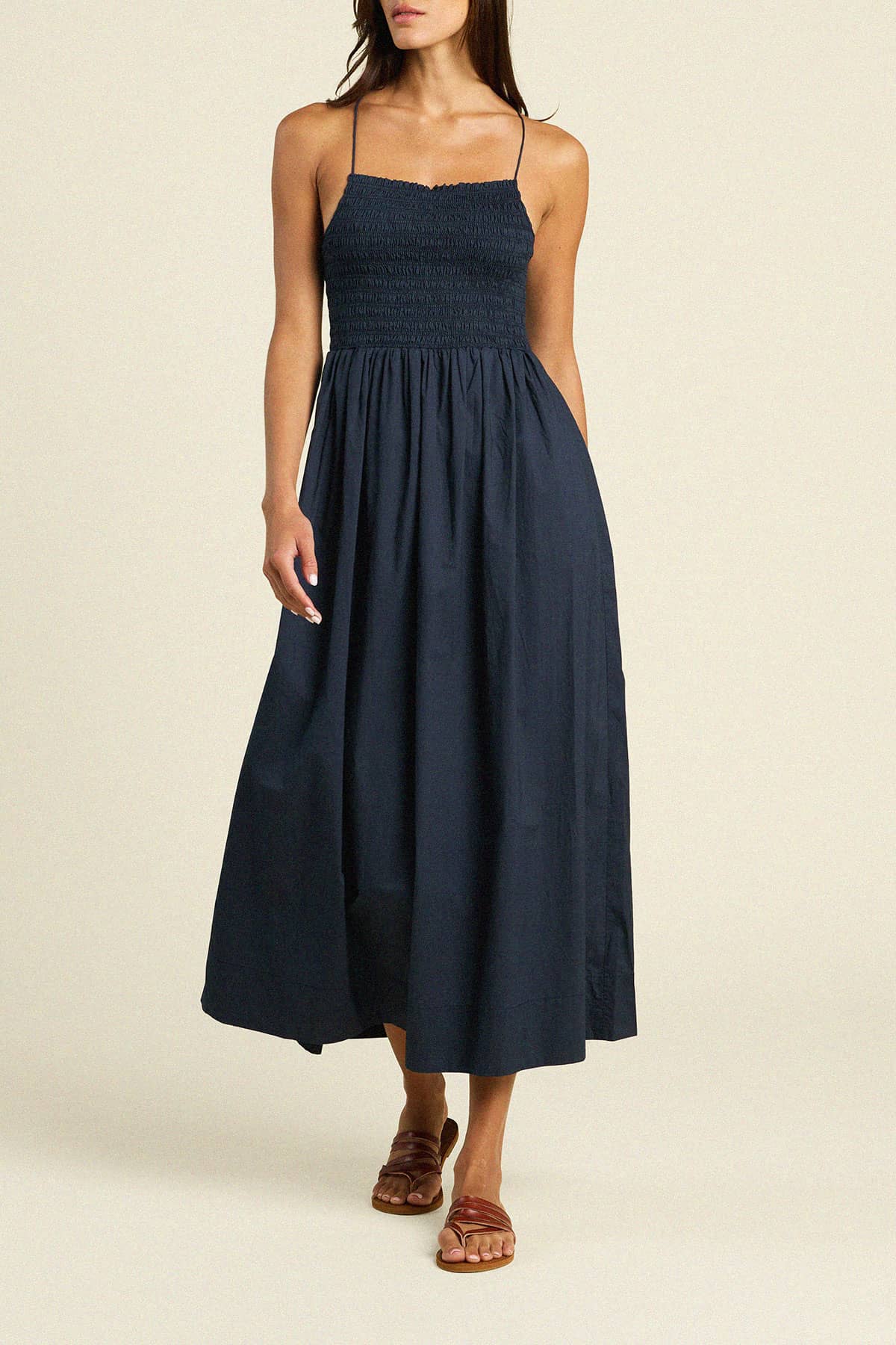 Carmen Dress Navy Poplin