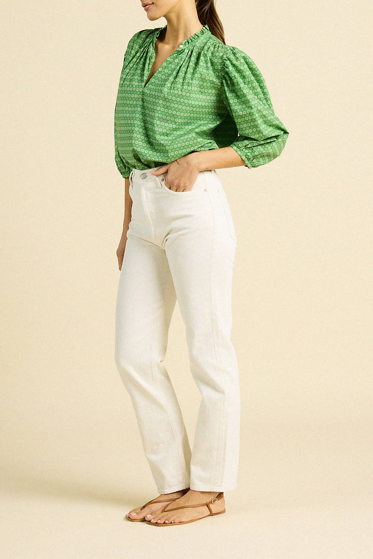Orly Blouse Green Medallion