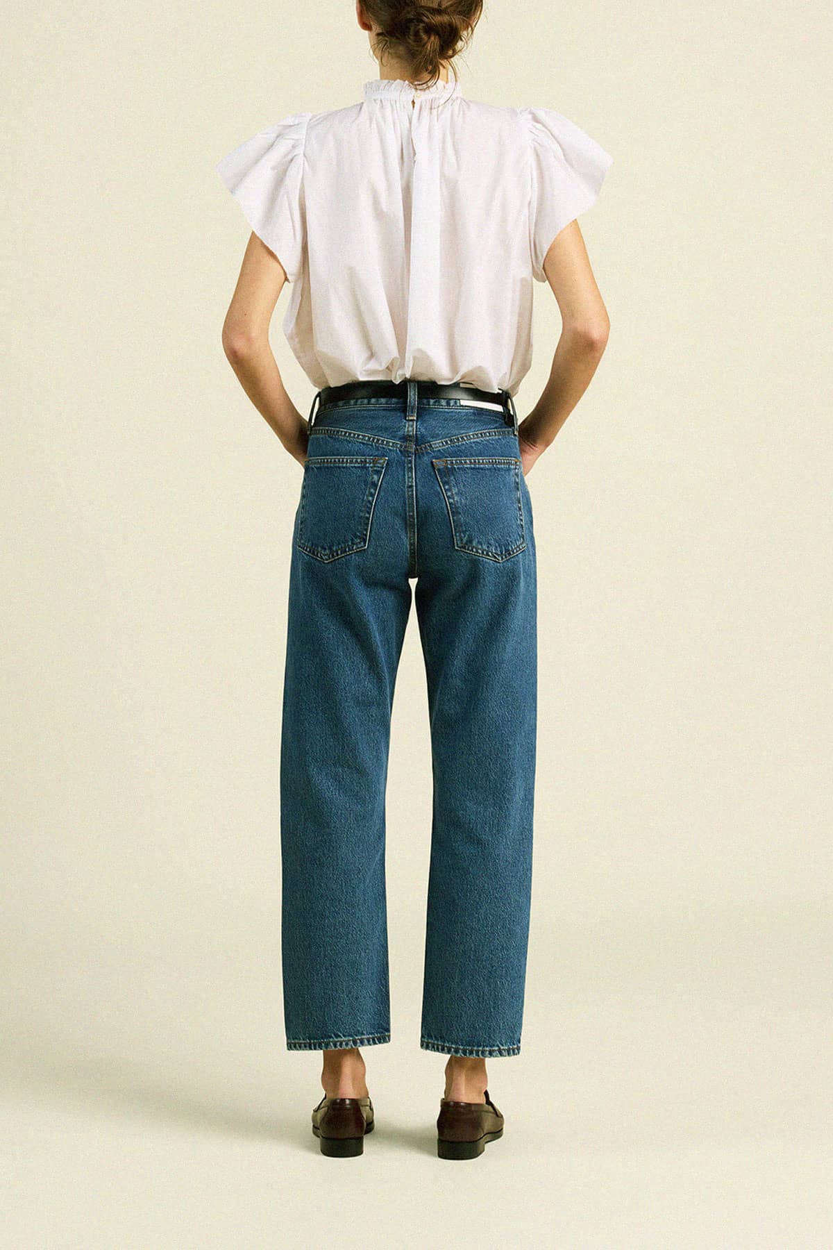 Carla Highneck Shirt White Poplin