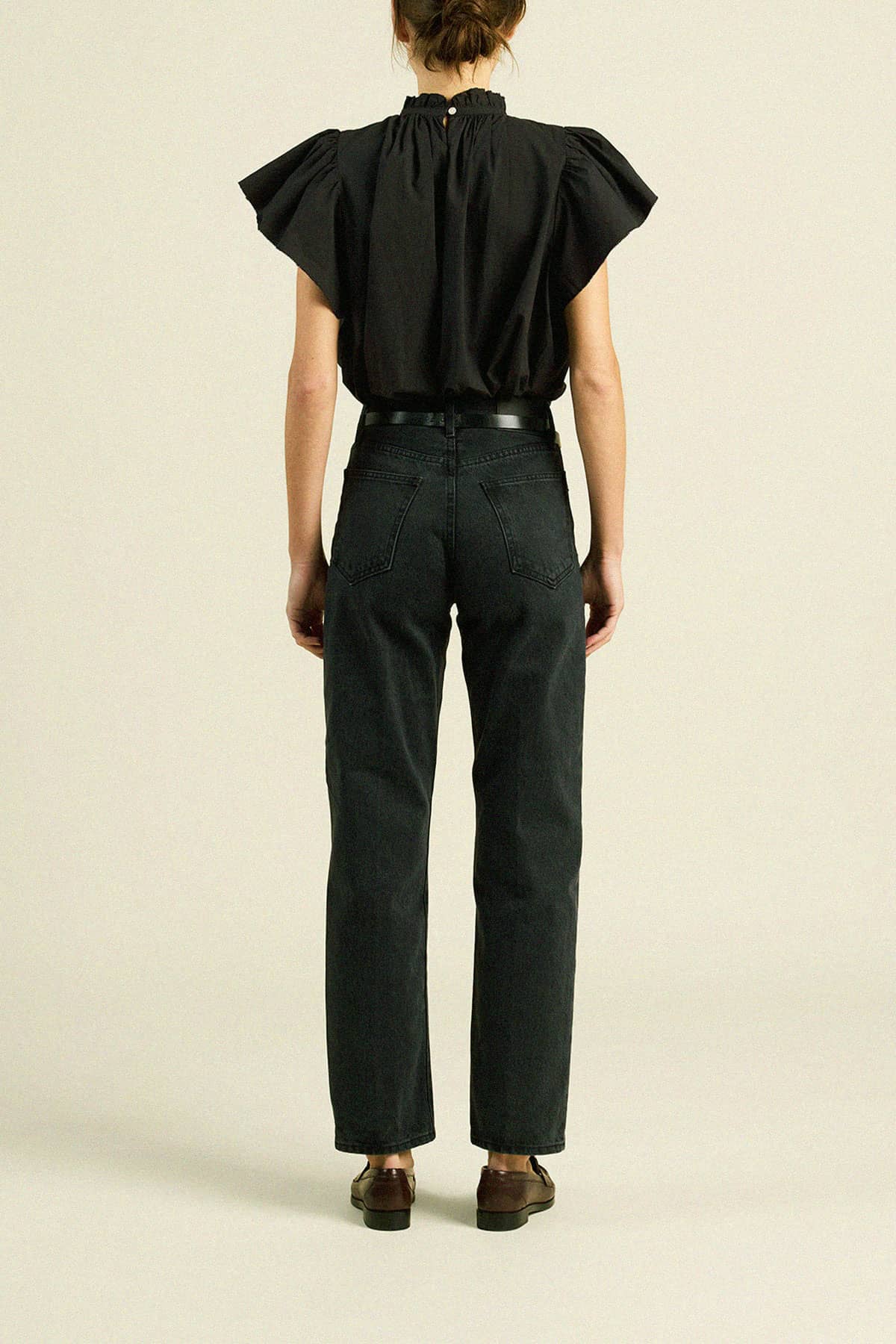 Carla Highneck Shirt Black Poplin