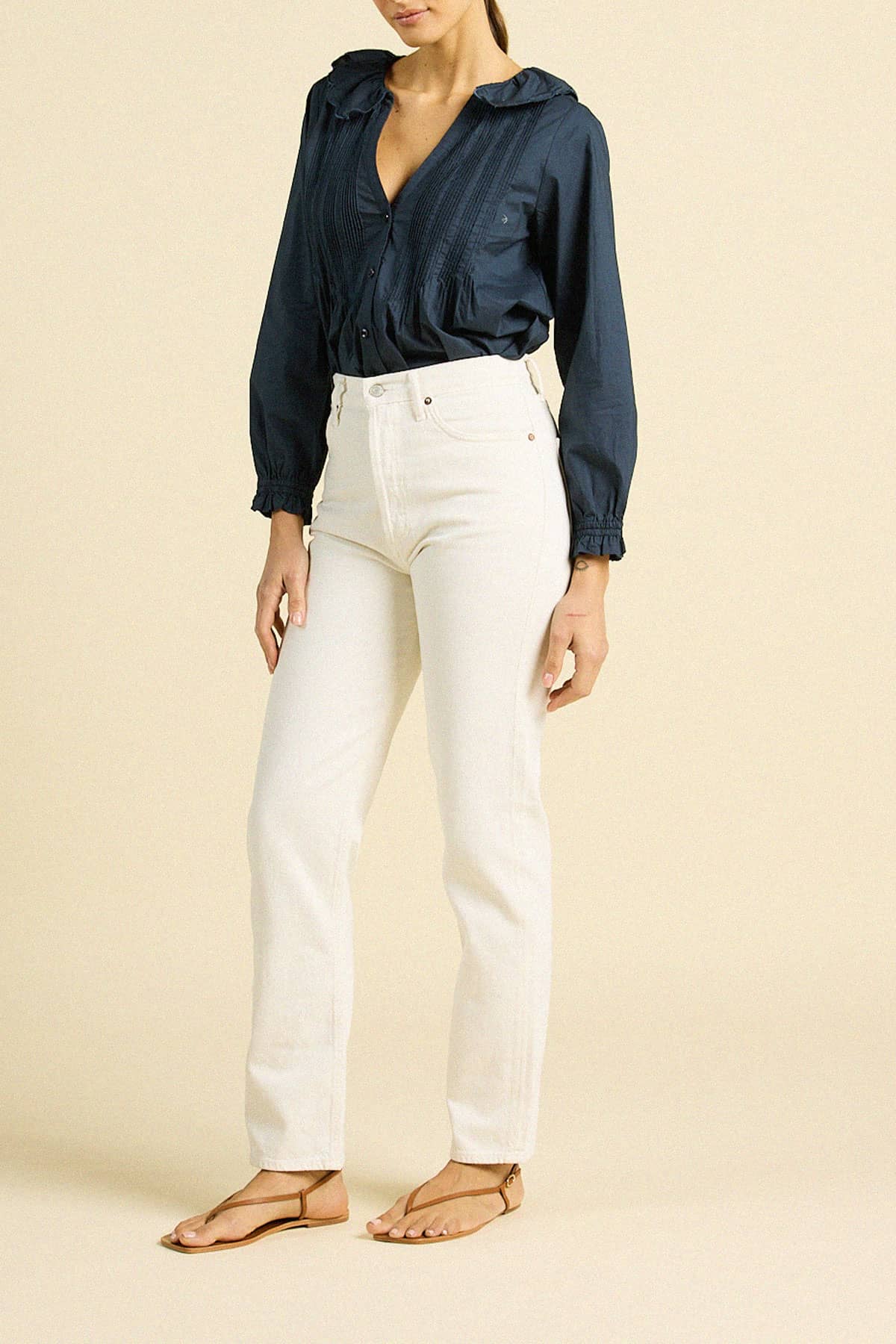 Francine Blouse Navy Poplin