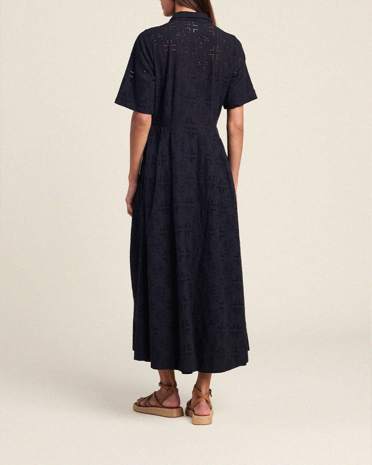 Aster Dress Black Handkerchief Eyelet