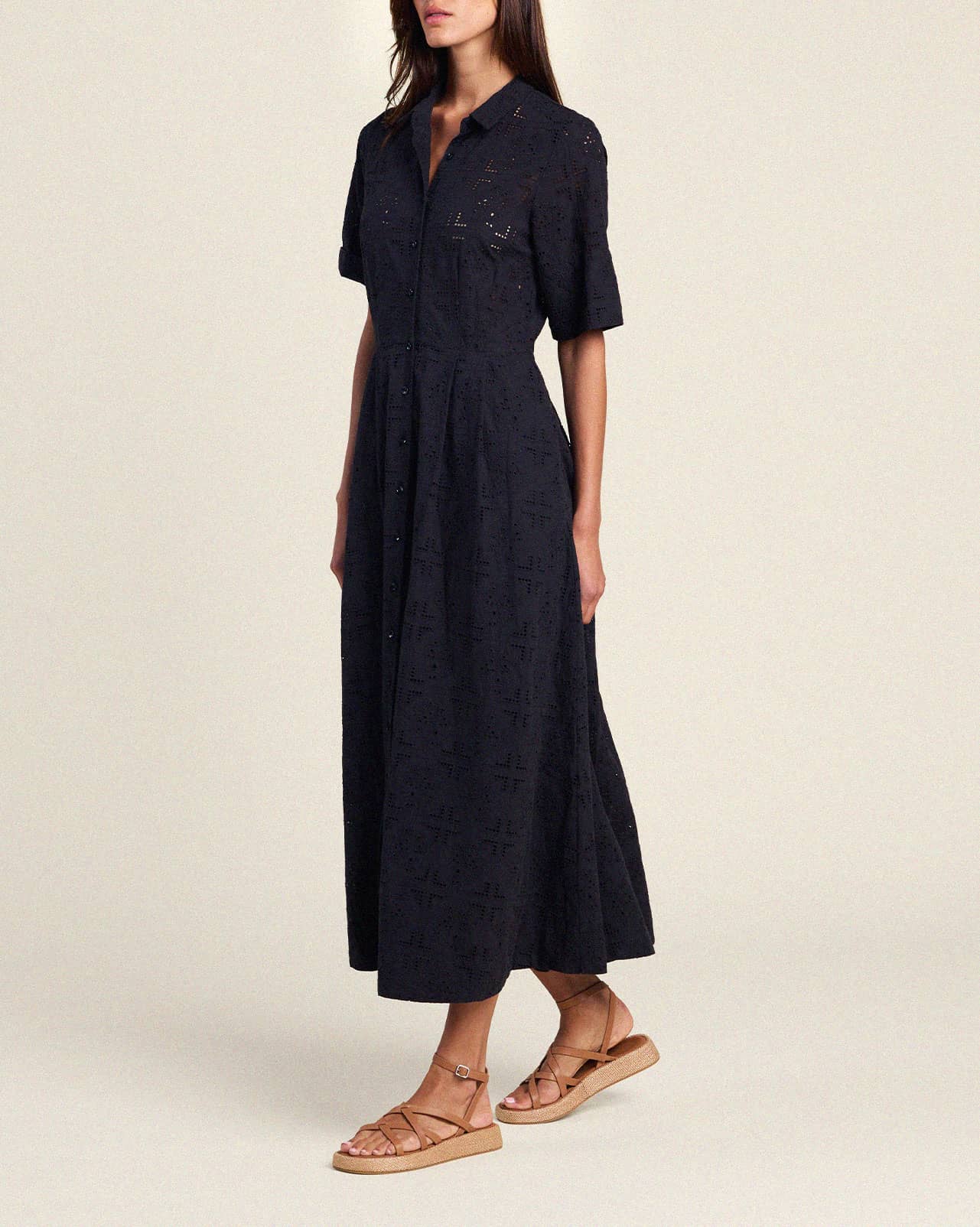 Aster Dress Black Handkerchief Eyelet