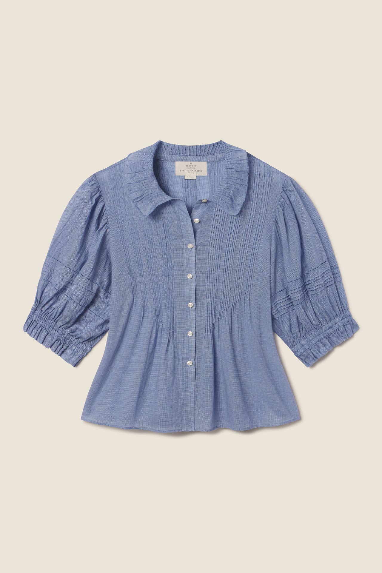 Jess Blouse Blue Houndstooth