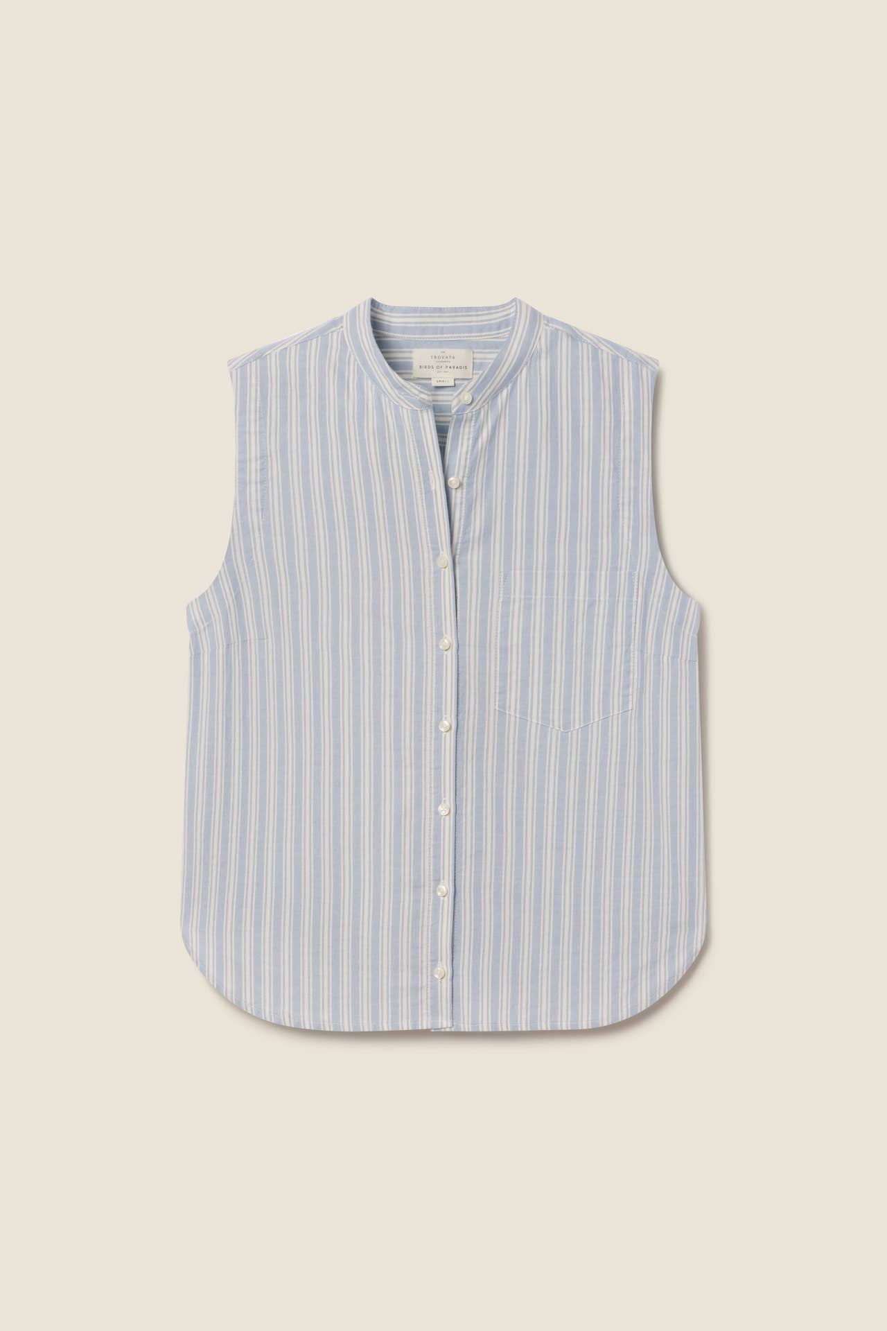 Eres Sleeveless Shirt Blue Oxford Stripe