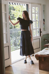 Makena "B" Skirt Black Poplin