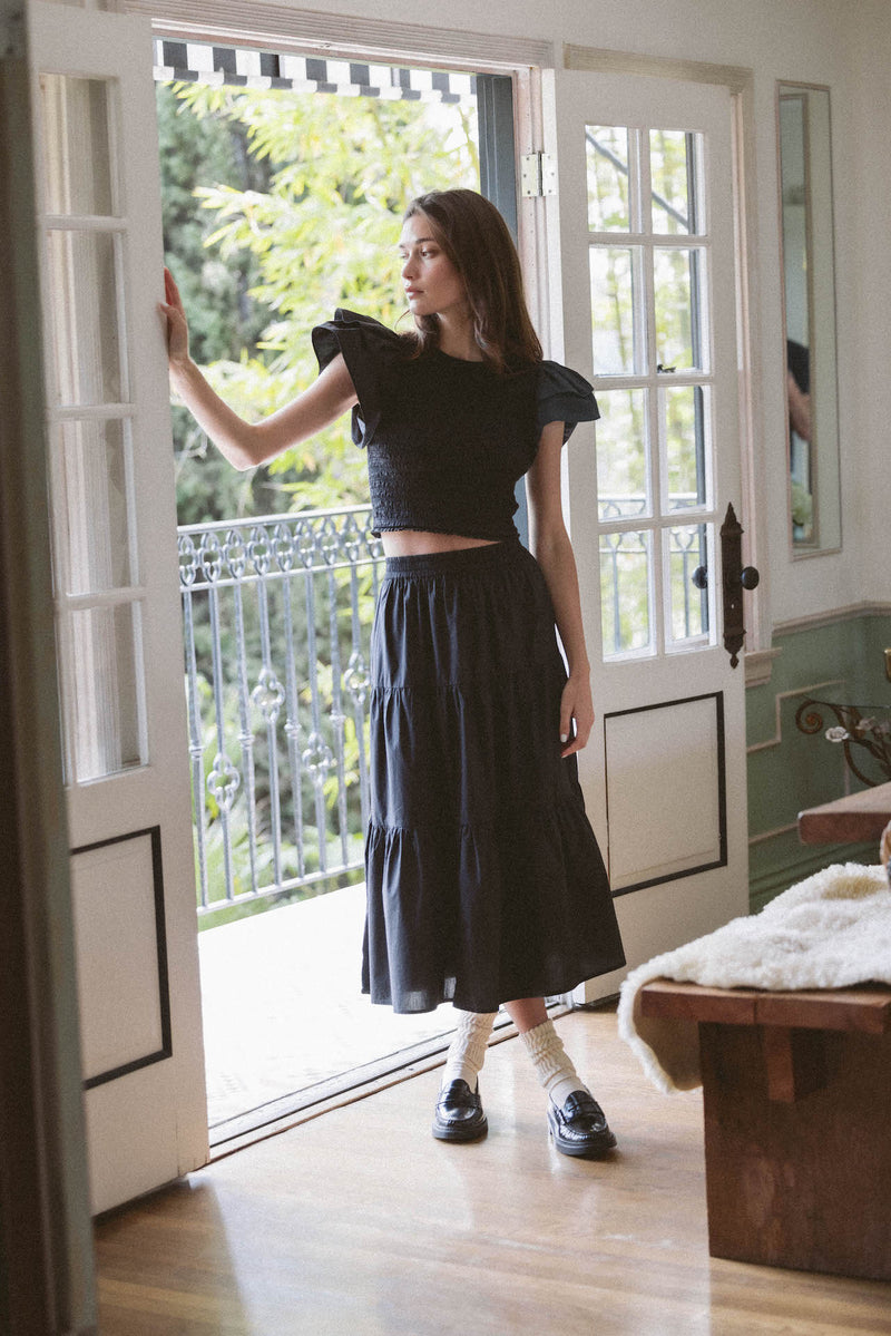Makena "B" Skirt Black Poplin