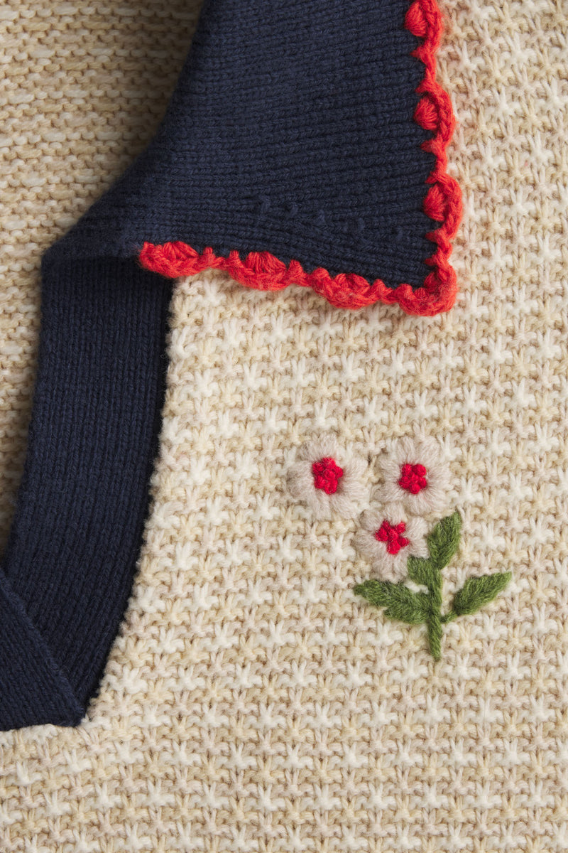 Parker Polo Sweater Antique White