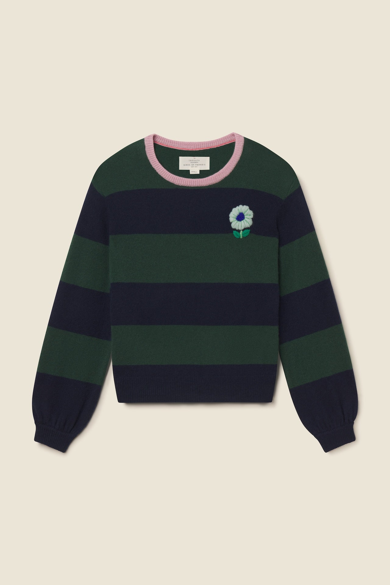 Trovata Ryann sweater in Navy/Green, cashmere