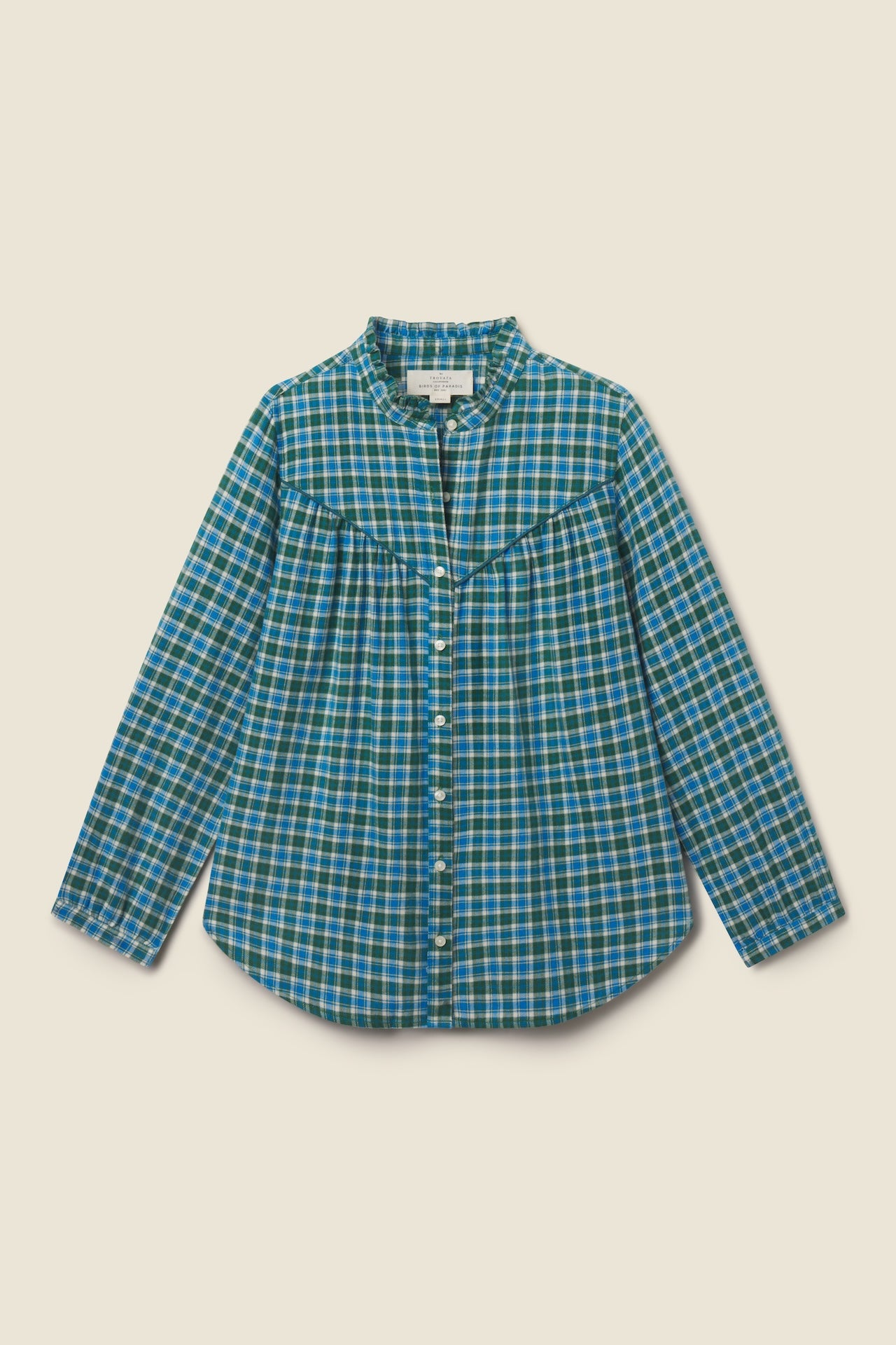 Trovata Ruth shirt in Fogline Plaid, cotton