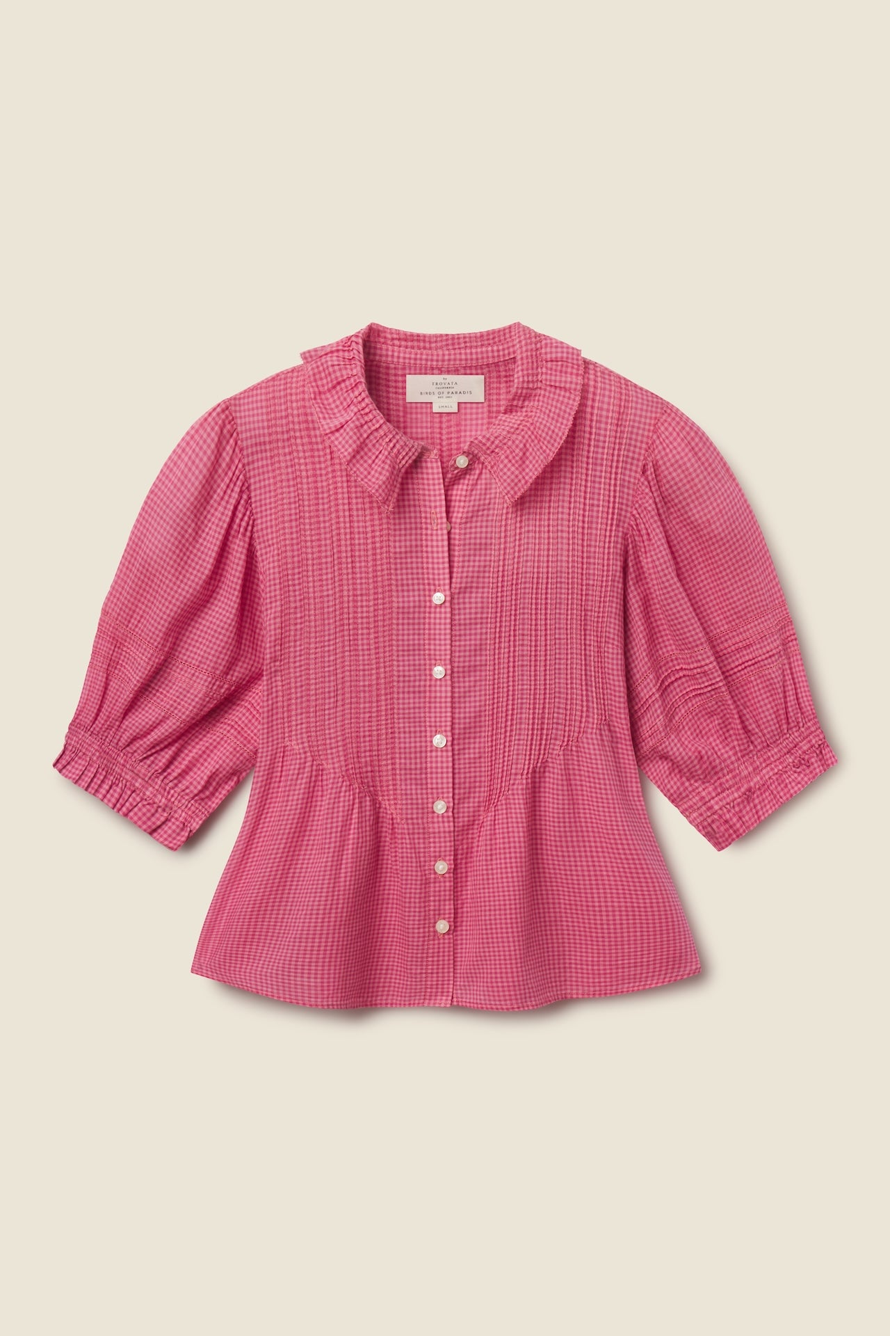 Trovata Jess blouse in Rosehip Gingham, cotton