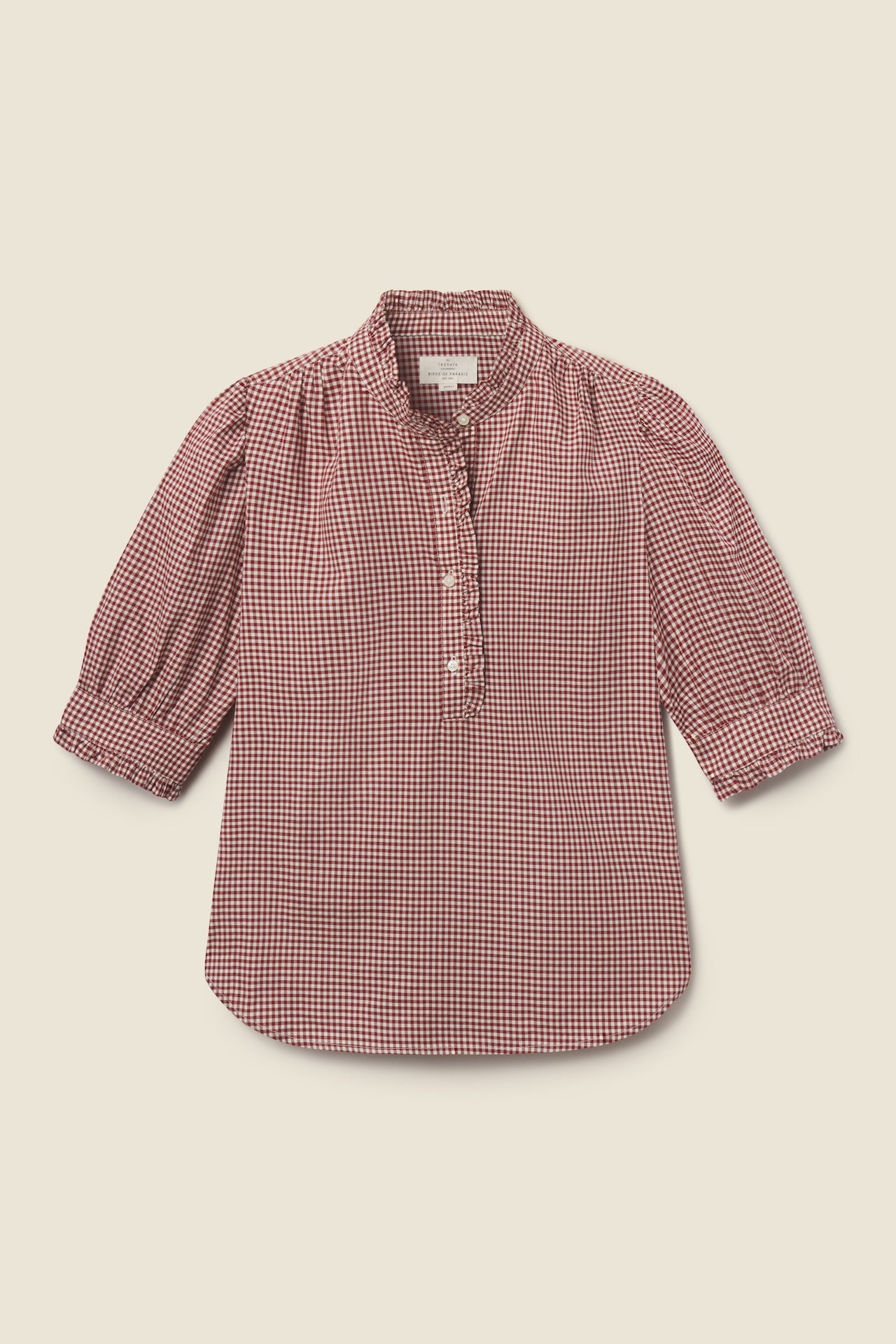 Trovata Noah blouse in Mahogany Check, cotton